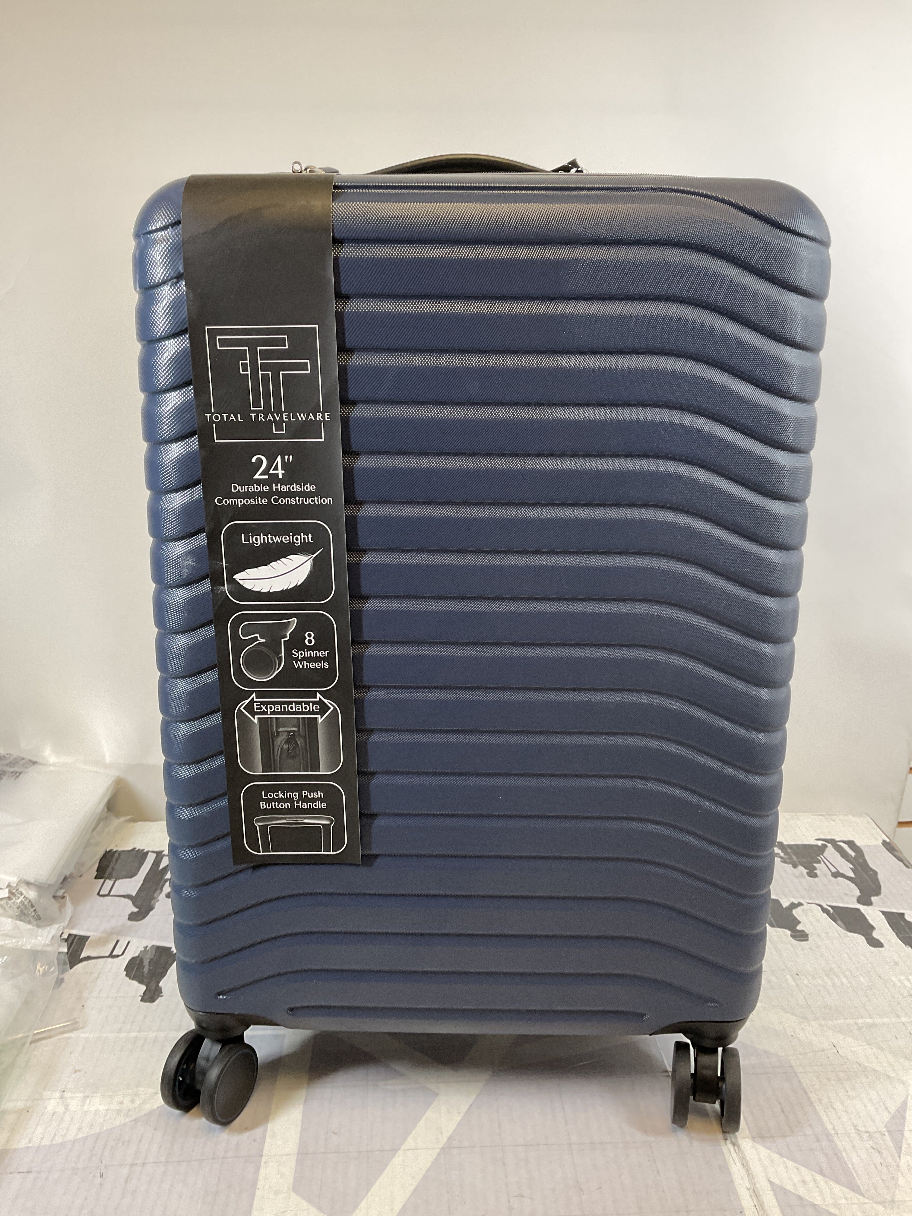 TOTAL TRAVELWARE Everest Expandable Hardsided Spinner ( Navy , 24-Inch Checked Medium ) Navy 24 Inch Checked Medium U1