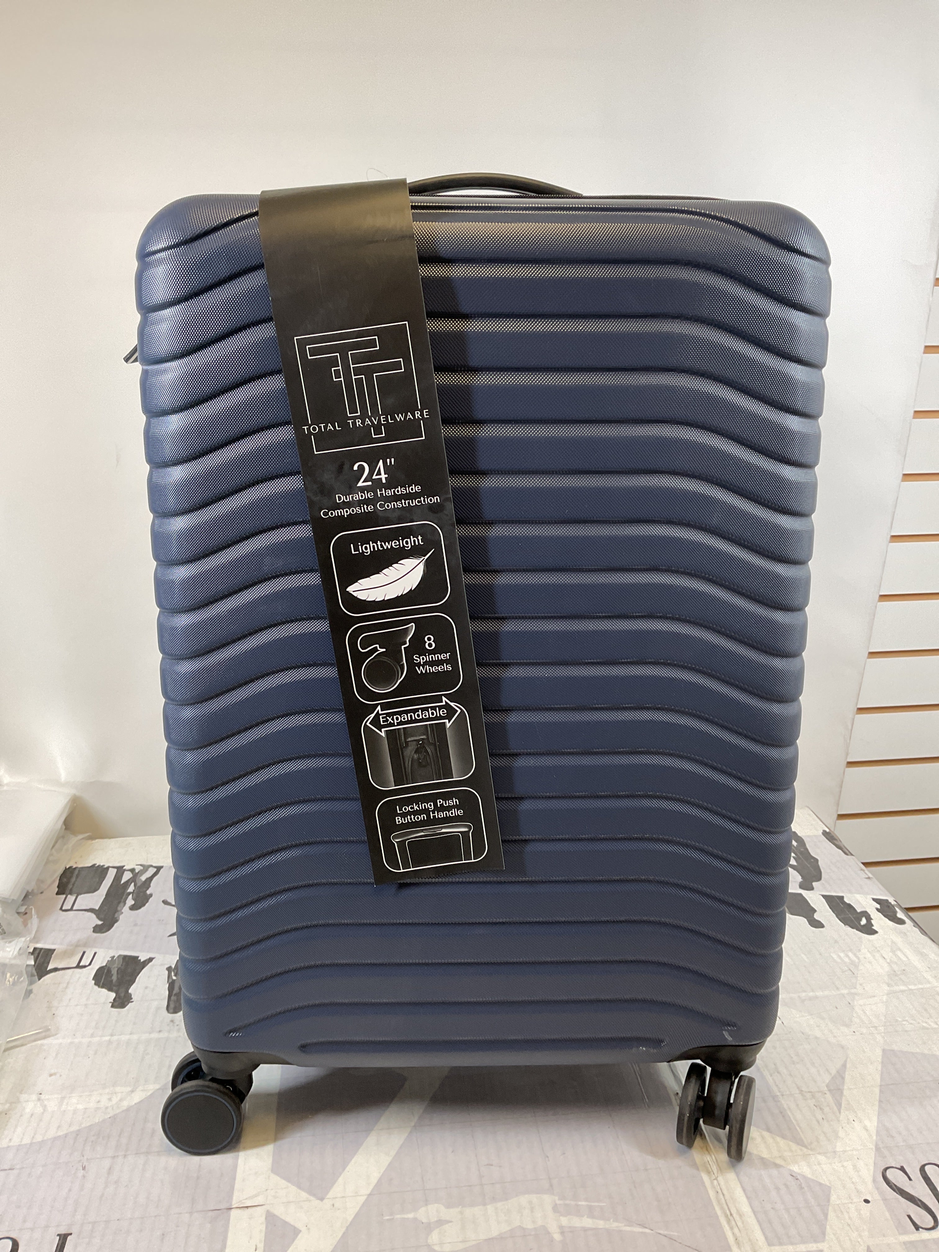TOTAL TRAVELWARE Everest Expandable Hardsided Spinner ( Navy , 24-Inch Checked Medium ) Navy 24 Inch Checked Medium U2