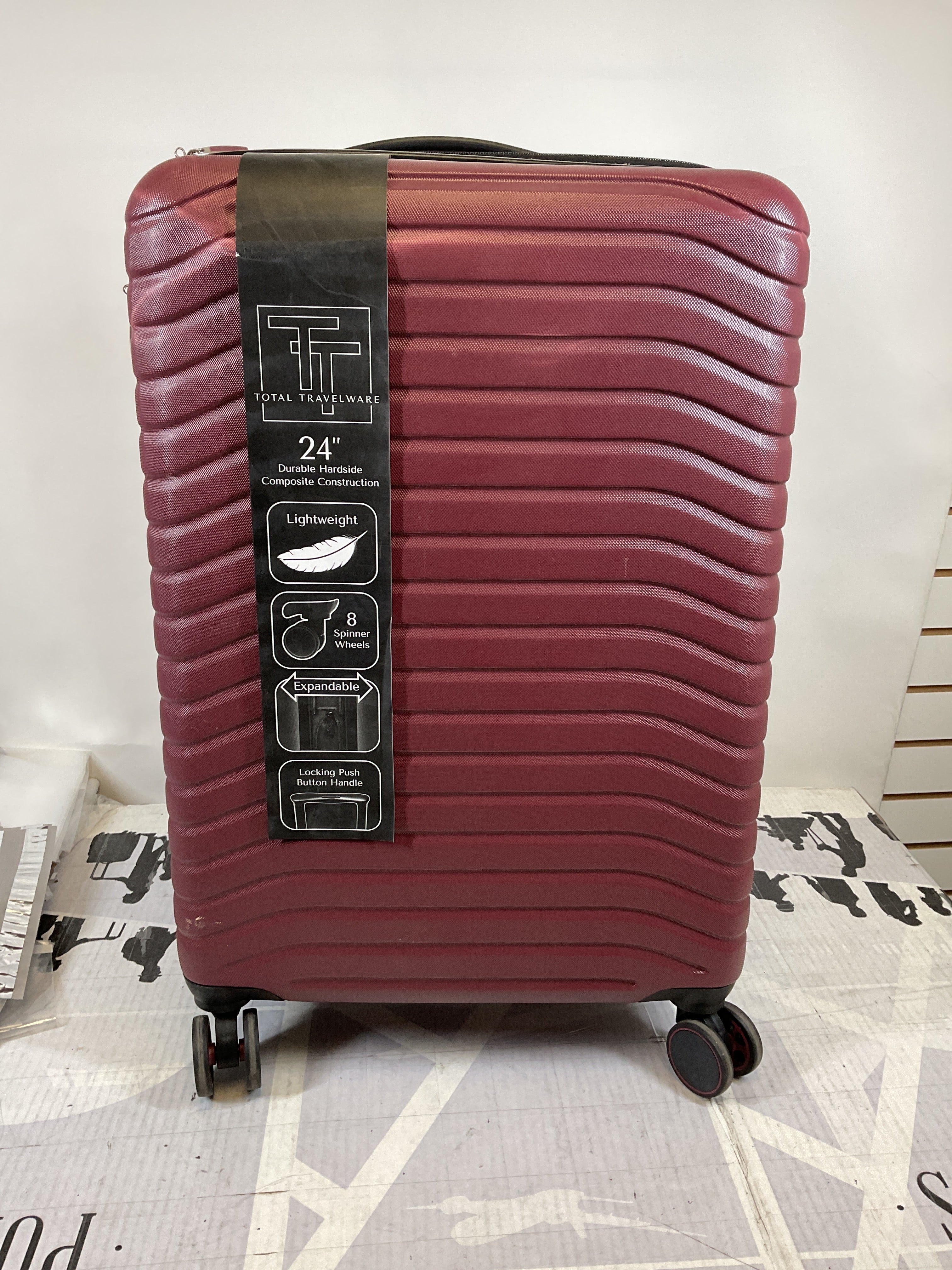 TOTAL TRAVELWARE Everest Expandable Hardsided Spinner ( Wine , 24-Inch Checked Medium ) Wine 24 Inch Checked Medium U1