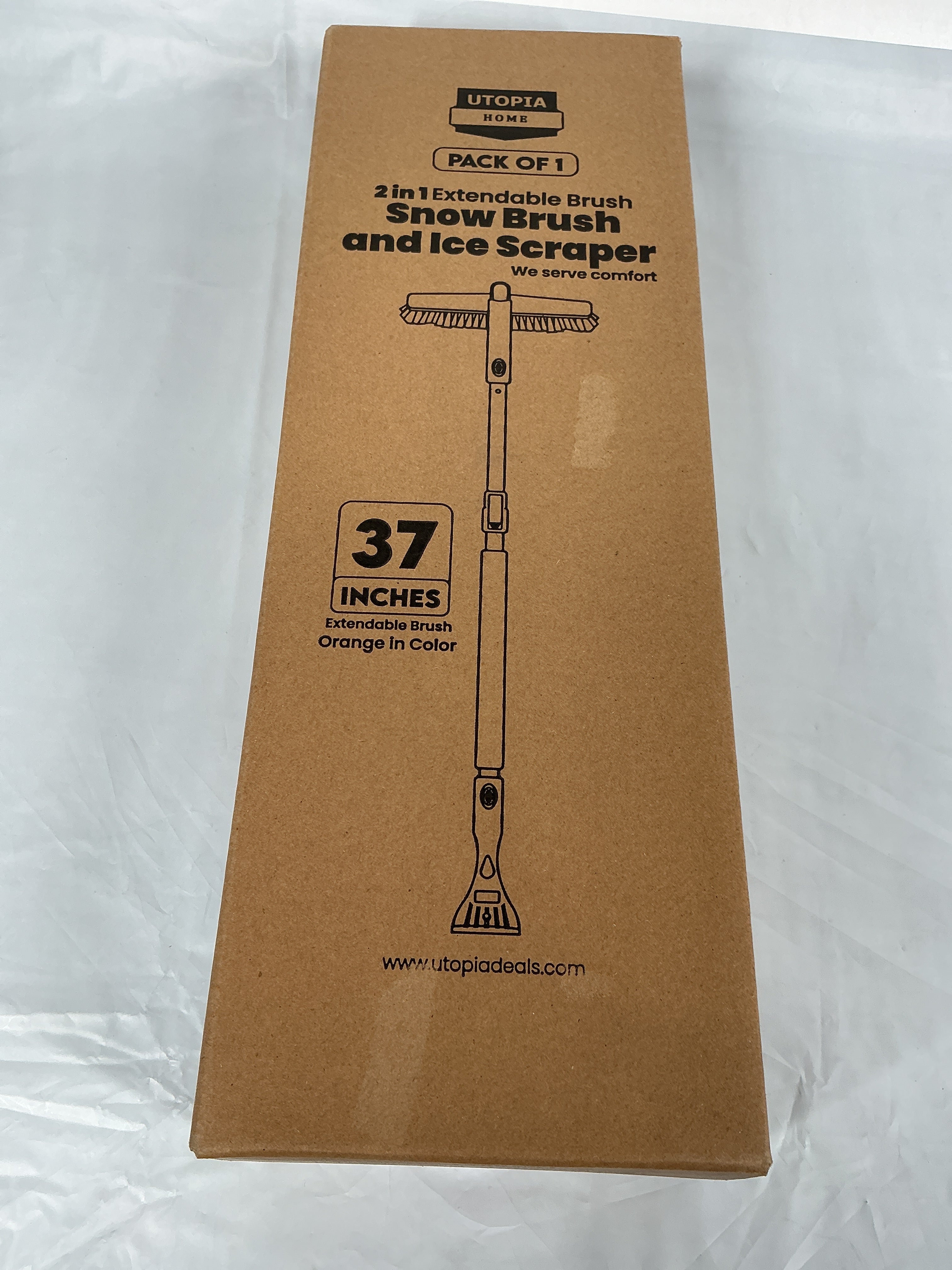Utopia Home 31" to 37” Extendable Snow Brush for Car and Ice Scrapers for Car Windshield, 360° Rotation Brush Head Snow Broom for Truck and SUVs with Ergonomic Foam Grip   U1