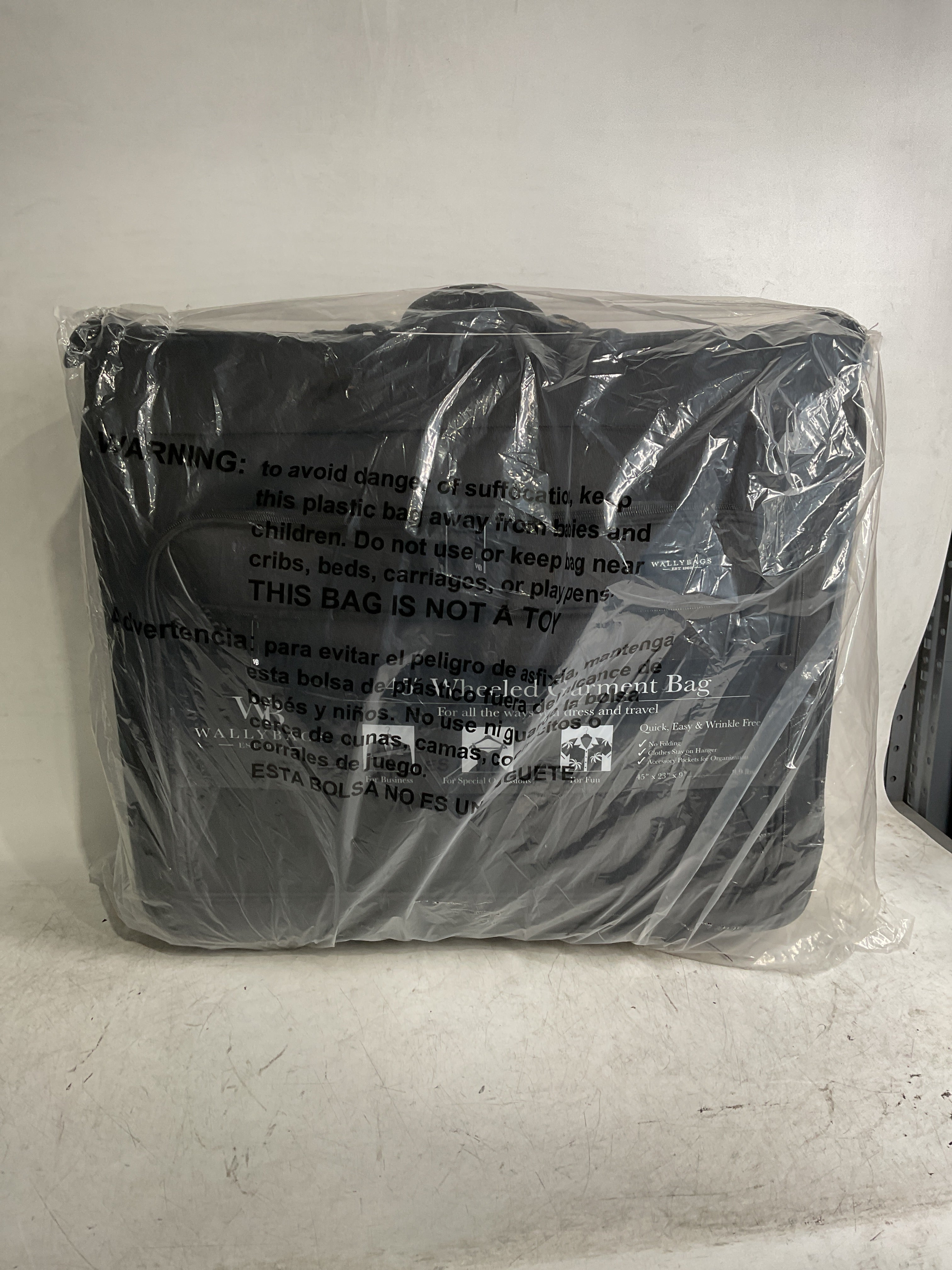 WallyBags® 45” Premium Rolling Garment Bag with multiple pockets ( Black , One Size ) Black One Size U10