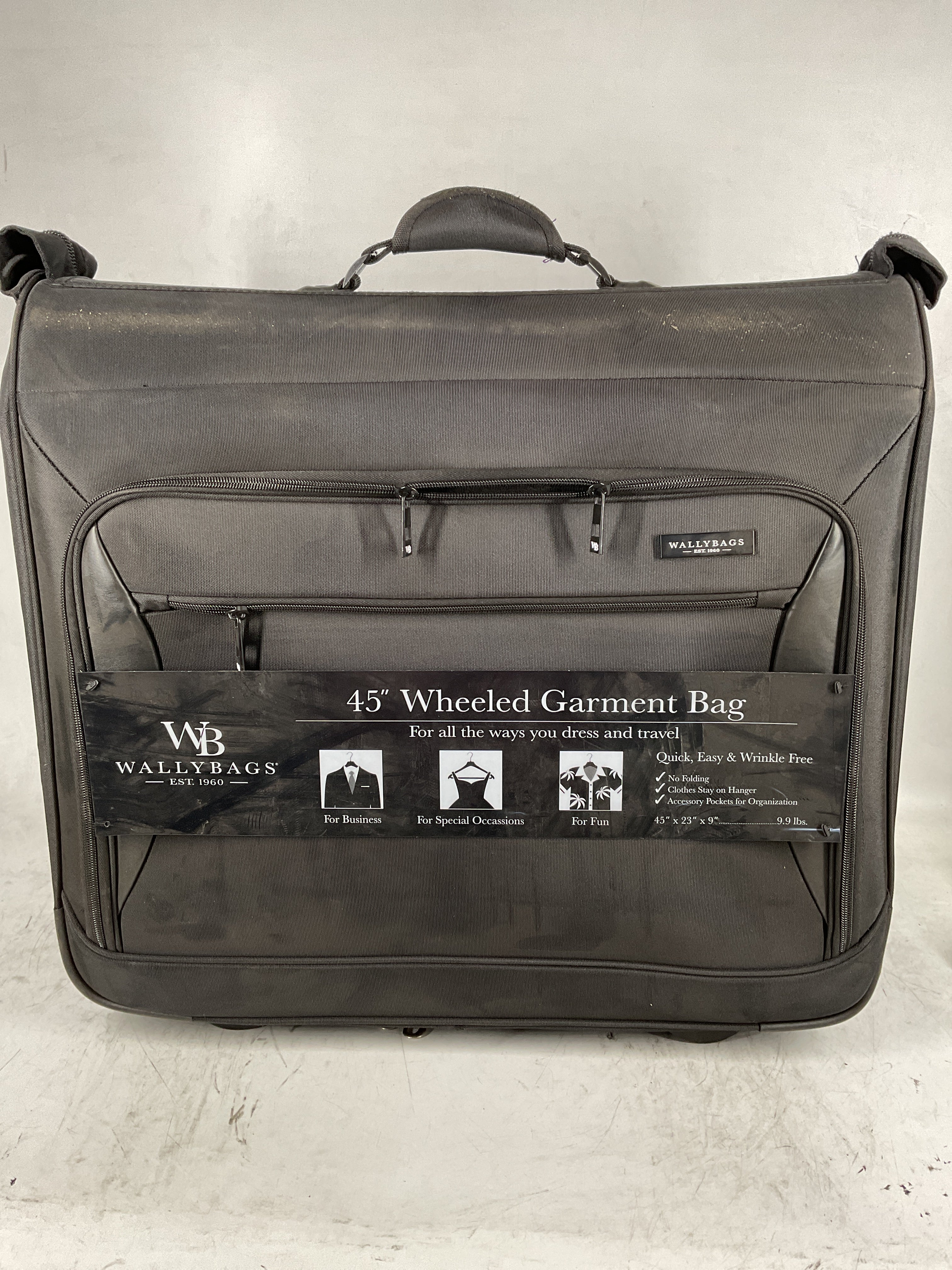 WallyBags® 45” Premium Rolling Garment Bag with multiple pockets Black One Size U7