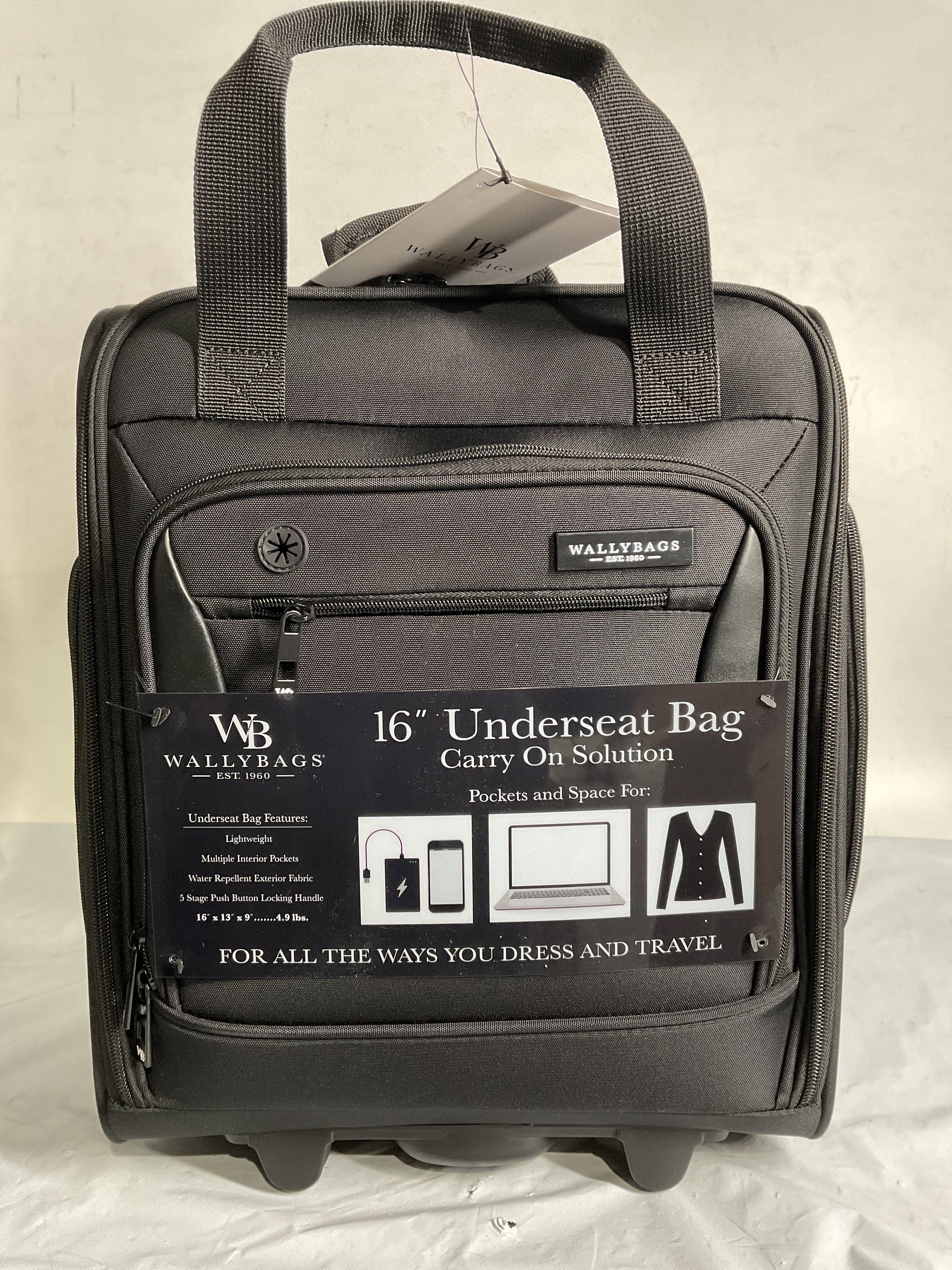 WallyBags Solutions 16 Underseat Bag with Padded Electronics Pockets ( Black , One Size ) Black One Size U1