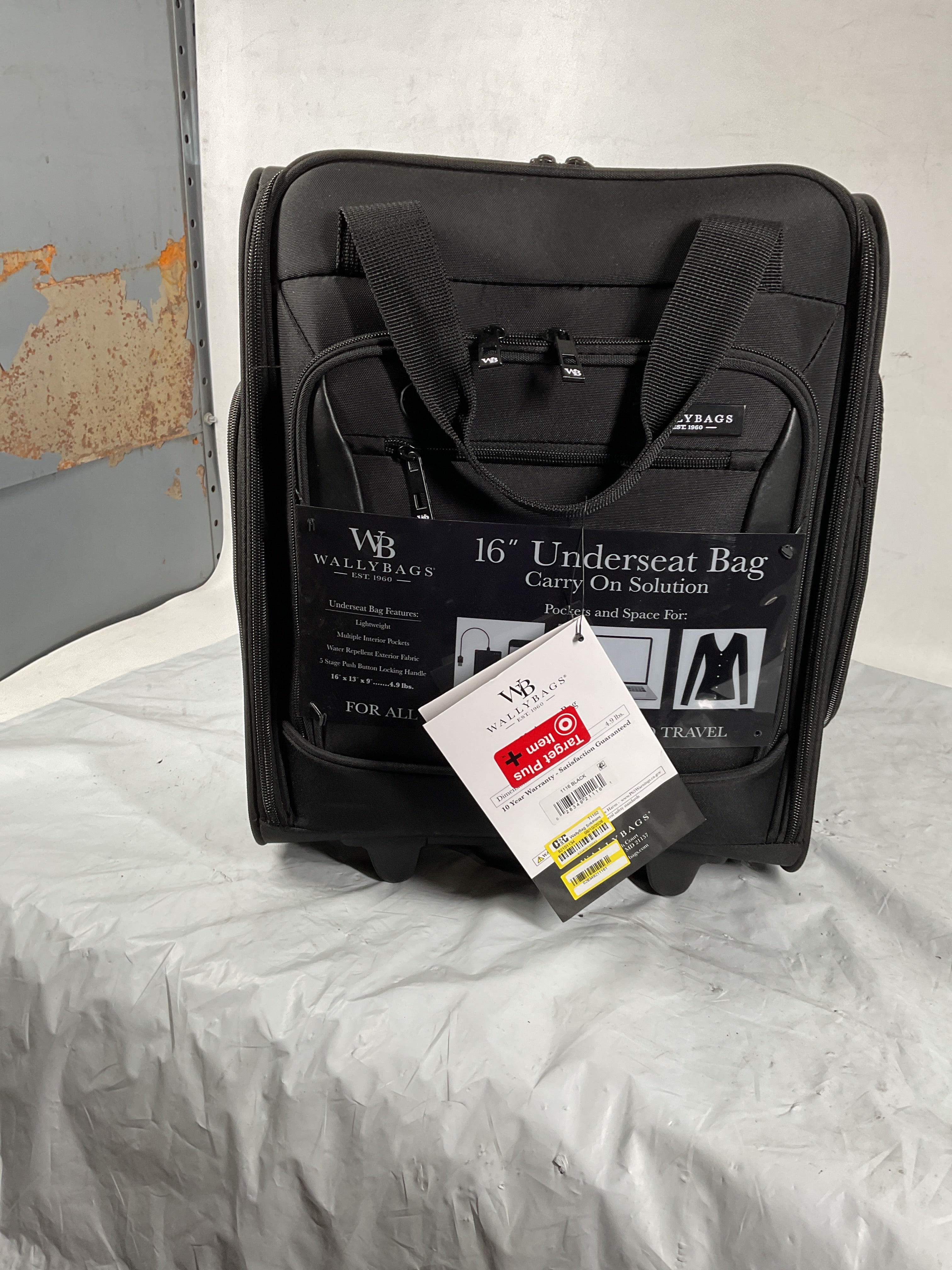 WallyBags Solutions 16 Underseat Bag with Padded Electronics Pockets ( Black , One Size ) Black One Size U2