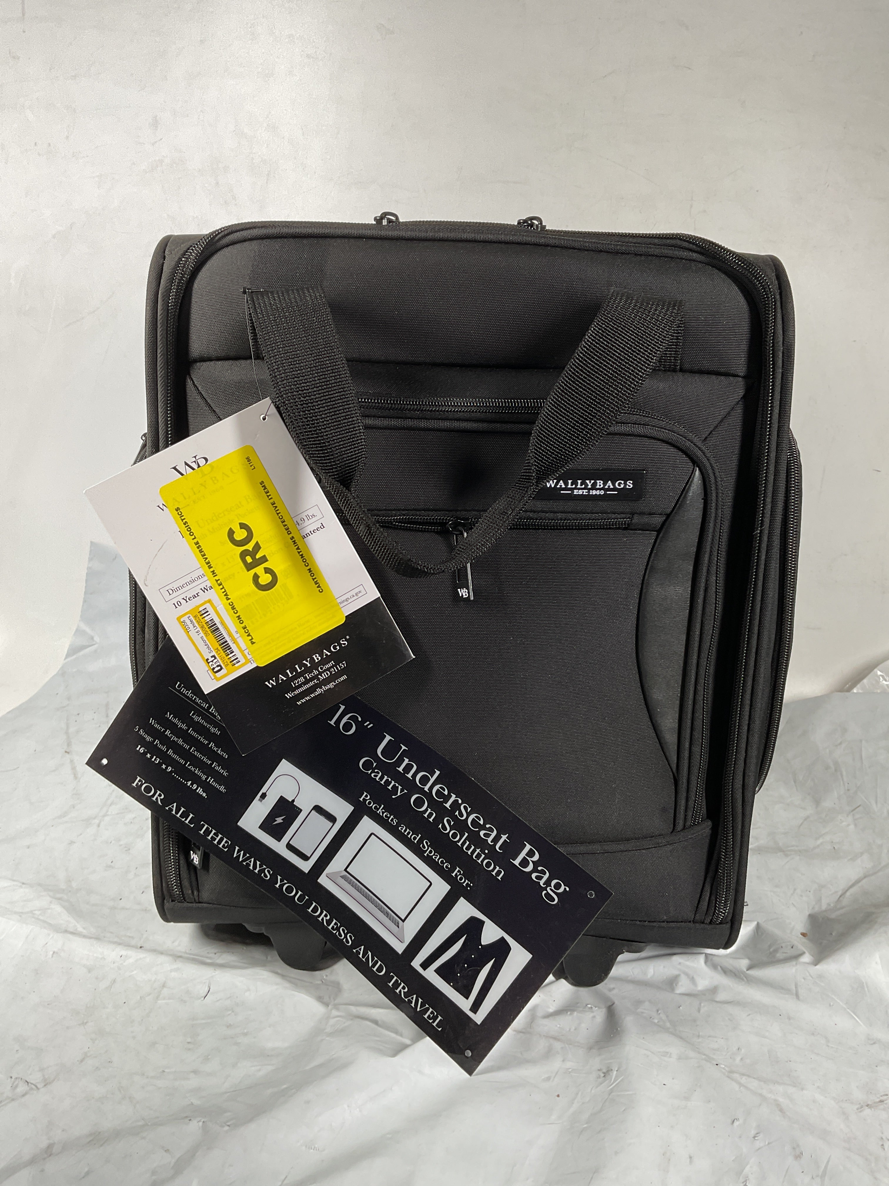 WallyBags Solutions 16 Underseat Bag with Padded Electronics Pockets ( Black , One Size ) Black One Size U3