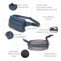 Baggallini Securtex anti-theft belt bag ( Mist , One Size ) Mist One Size U1