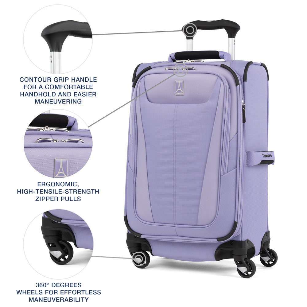 Travelpro Maxlite 5 Softside Expandable Luggage with 4 Spinner Wheels, Lightweight Suitcase, Men and Women ( Violet , Carry-on 21-Inch ) Violet Carry On 21 Inch U3