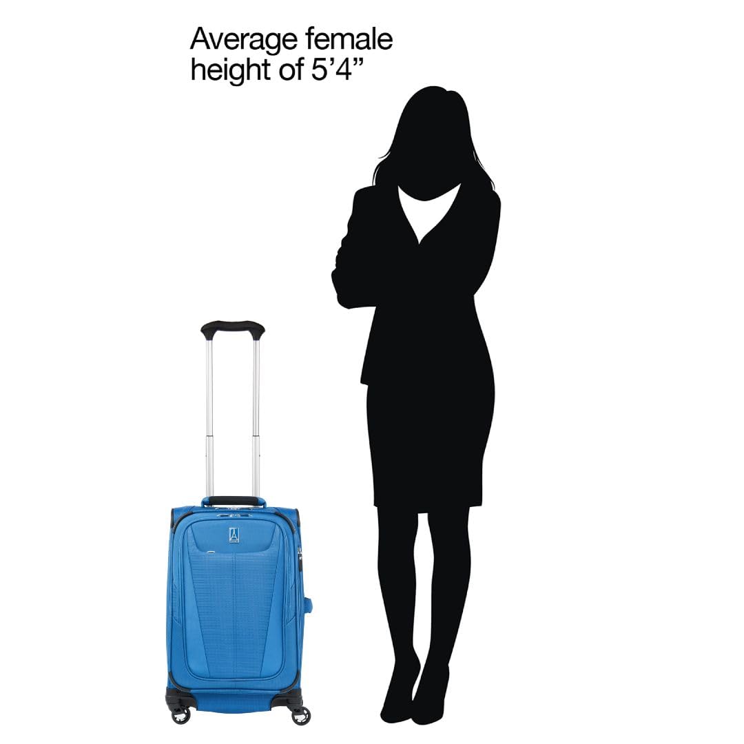 Travelpro Maxlite 5 Softside Expandable Luggage with 4 Spinner Wheels, Lightweight Suitcase, Men and Women ( Azure Blue , Carry-on 21-Inch ) Azure Blue Carry On 21 Inch U1