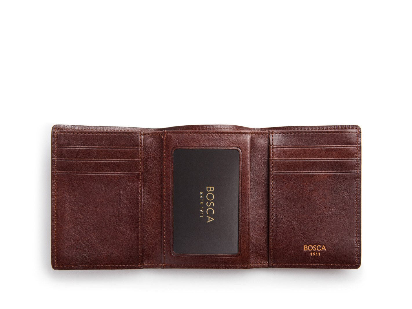 Bosca Mens Dolce Collection - Double I.D. Trifold ( Dark Brown , One Size ) Dark Brown One Size U1