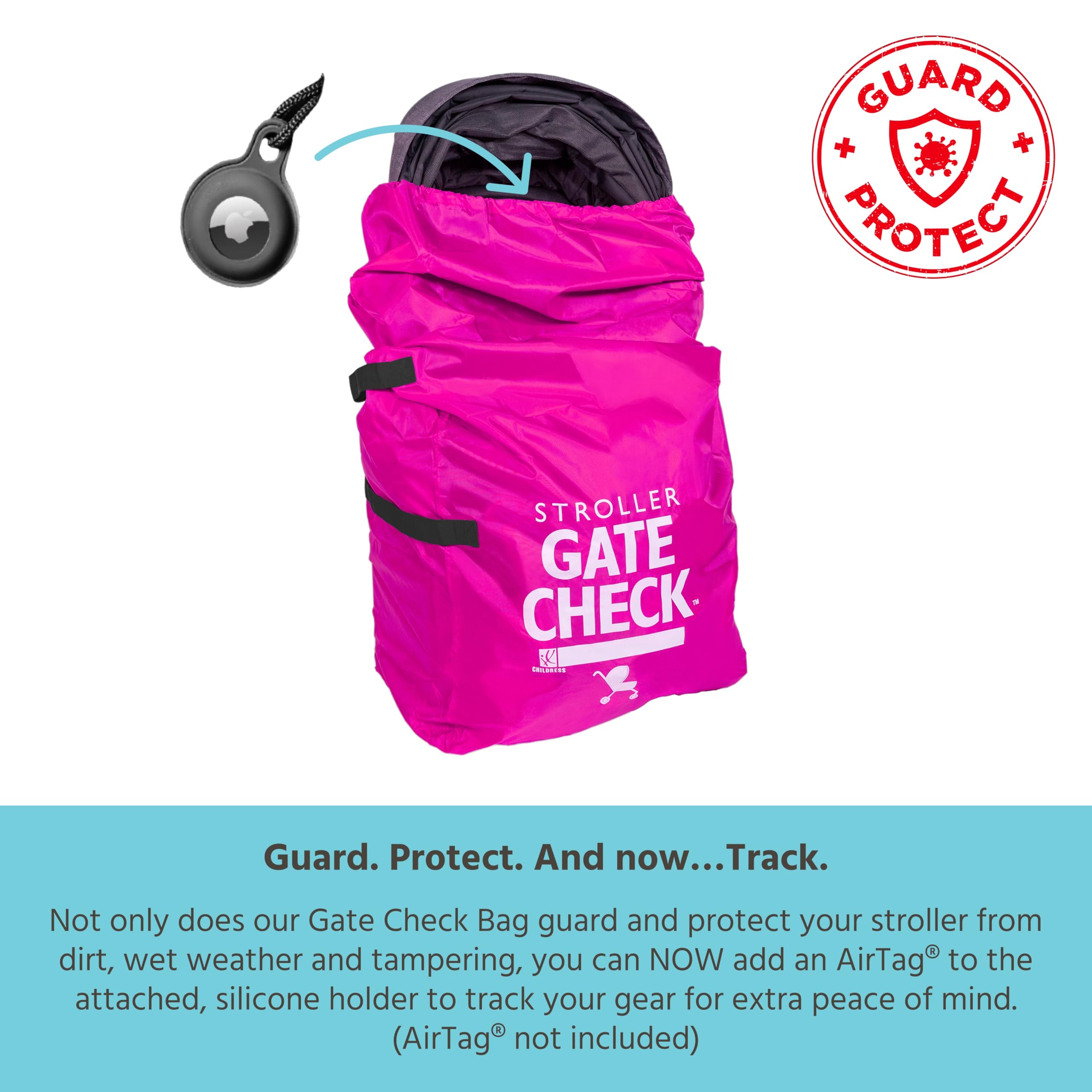 J.L. Childress Gate Check Bag for Single & Double Strollers - Stroller Bag for Airplane - Large Stroller Travel Bag for Airplane - Air Travel Stroller Bag ( Neon Pink , One Size ) Neon Pink One Size U1