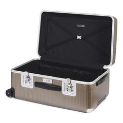 FPM Milano Bank Light Spinner, Durable Luxury Luggage Made in Italy, 4-Wheeled Smooth Dual Spinner Wheels, TSA Lock and Butterfly Clips for Safety ( Matte Almond , Medium Trunk ) Matte Almond Medium Trunk U1