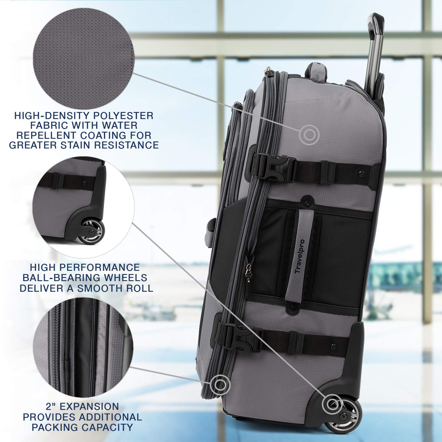 Travelpro Unisex-Adult Bold Softside Expandable Rollaboard Upright Luggage Grey/Black Checked Medium 25 Inch U4