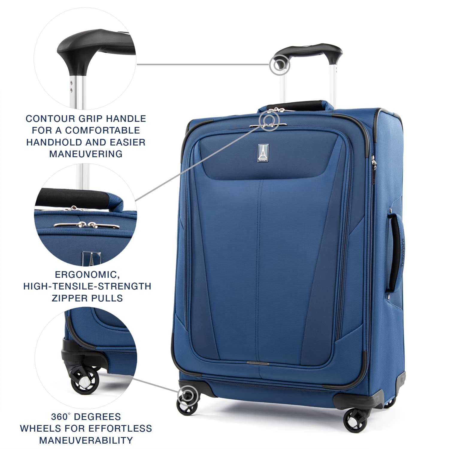 Travelpro Maxlite 5 Softside Expandable Luggage with 4 Spinner Wheels, Lightweight Suitcase, Men and Women Sapphire Blue Checked Medium 25 Inch U4