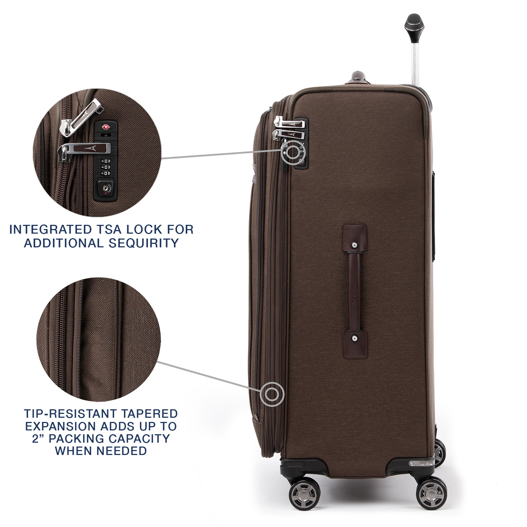 Travelpro Platinum Elite Softside Expandable Checked Luggage, 8 Wheel Spinner Large Suitcase, TSA Lock, Men and Women, Checked Large 29-Inch ( Rich Espresso Brown , Checked-Large 29-Inch ) Rich Espresso Brown Checked Large 29 Inch U2
