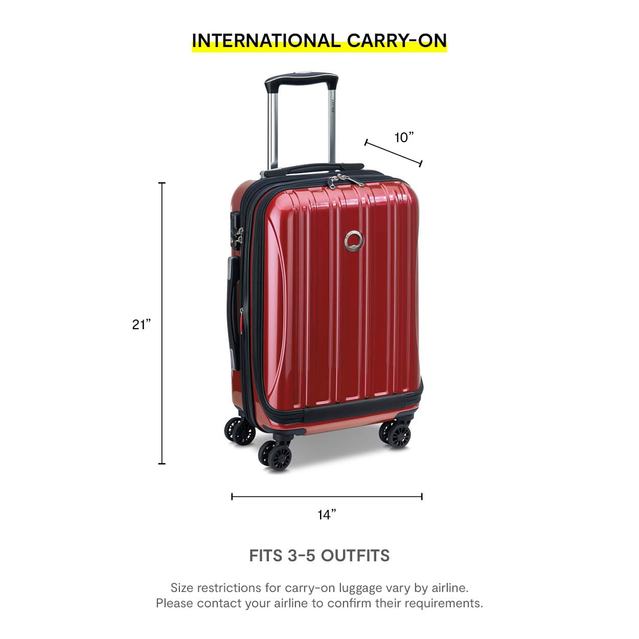 DELSEY Paris Helium Aero Hardside Expandable Luggage with Spinner Wheels ( Brick Red , Carry-On 19 Inch ) Brick Red Carry On 19 Inch U1