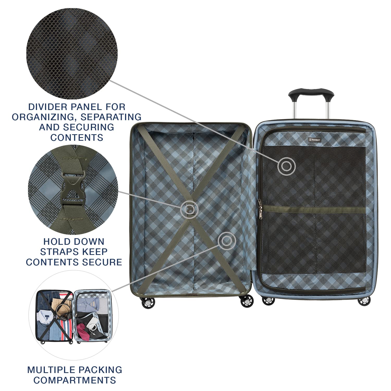 Travelpro Maxlite 5 Hardside Spinner Wheel Luggage Slate Green Checked Medium 25 Inch U2