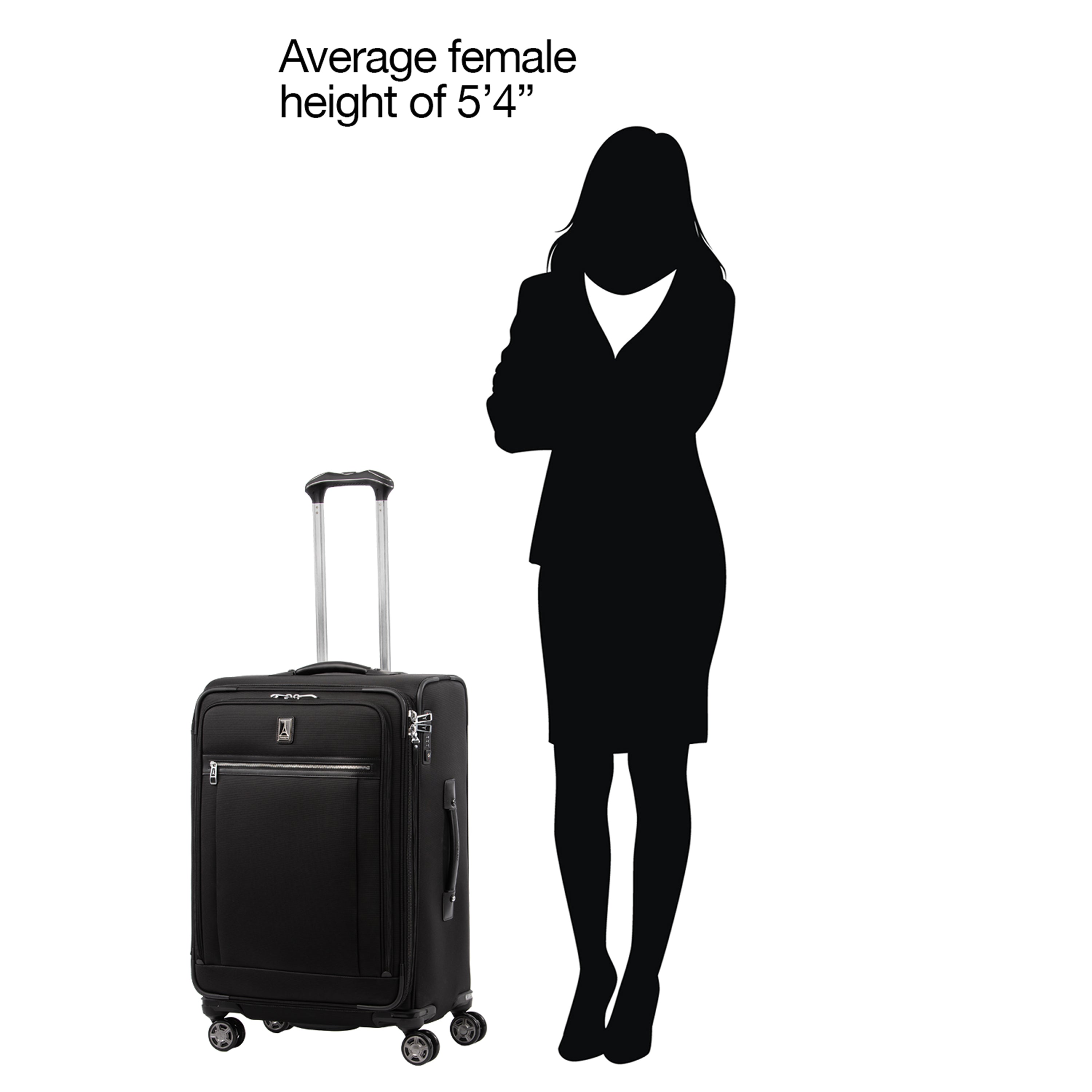 Travelpro Platinum Elite Softside Expandable Luggage, 8 Wheel Spinner Suitcase, USB Port, Suiter, Men and Women Shadow Black Checked Medium 25 Inch U7