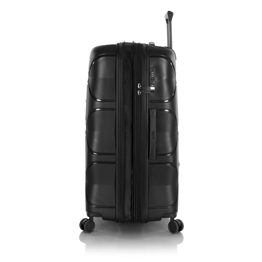 Heys Milos Durable and lightweight luggage, made with Duraflex impact-resistant material, TSA Combination Lock, Dual Spinner Wheels, and Expandable ( Black , 30-Inch Checked-Large ) Black 30 Inch Checked Large U1
