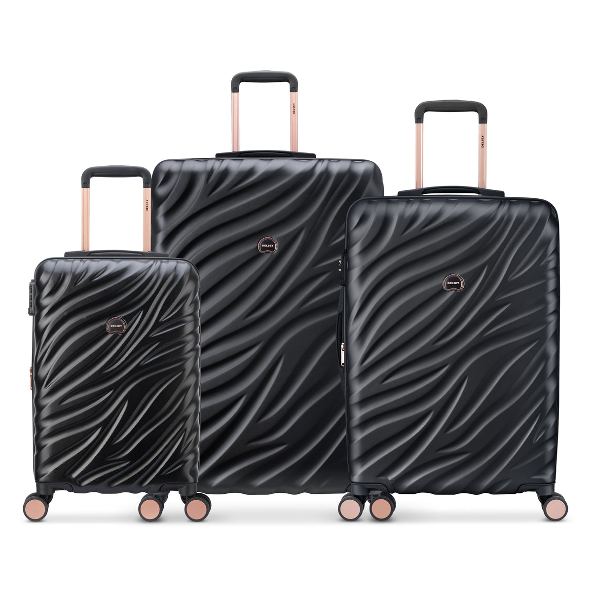 Delsey Alexis Lightweight Luggage, 4-Wheel Spinners Hardshell Suitcase, Expandable with TSA Lock  ( Black/Rose Gold , 3-piece Set (21"/25"/29") ) Black/Rose Gold 3 Piece Set 21 25 29 U1