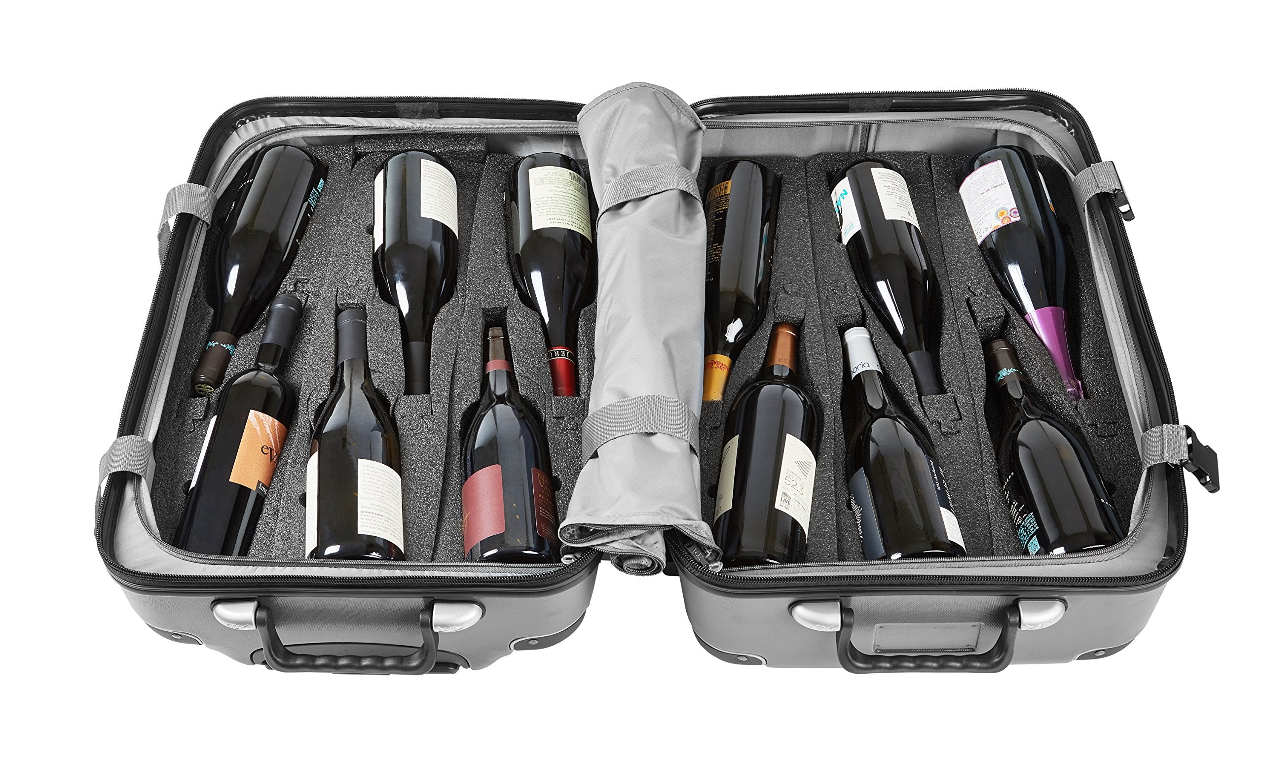 Vin Garde Valise Grande (Standard Size) | Wine Travel Suitcase | All-purpose Luggage | Up to 12 Bottles ( Silver , Version 04 ) Silver Version 04 U1