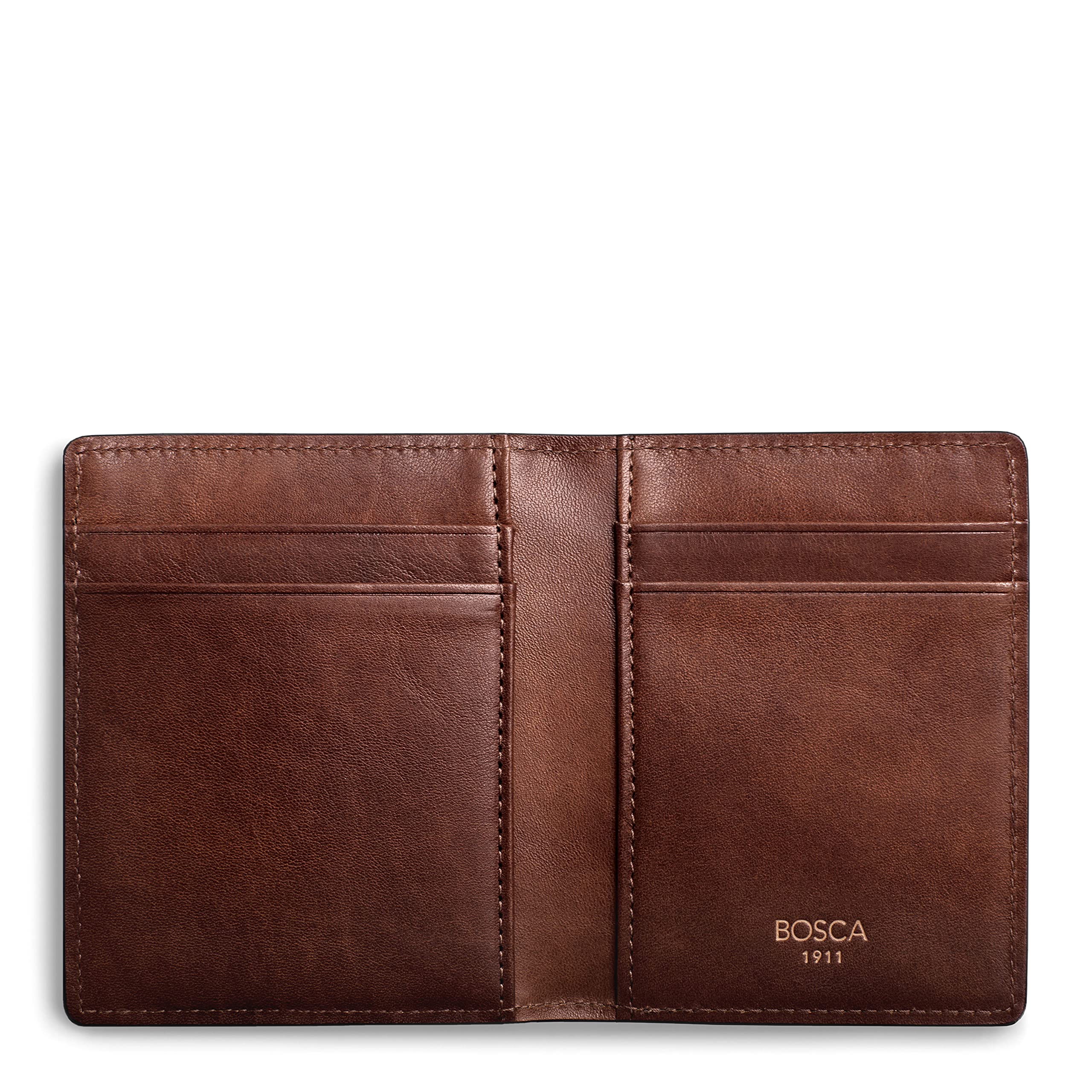Bosca Men's Wallet, Dolce Leather Front Pocket Bifold Wallet with Magnetic Clip ( Dark Brown , One Size ) Dark Brown One Size U3