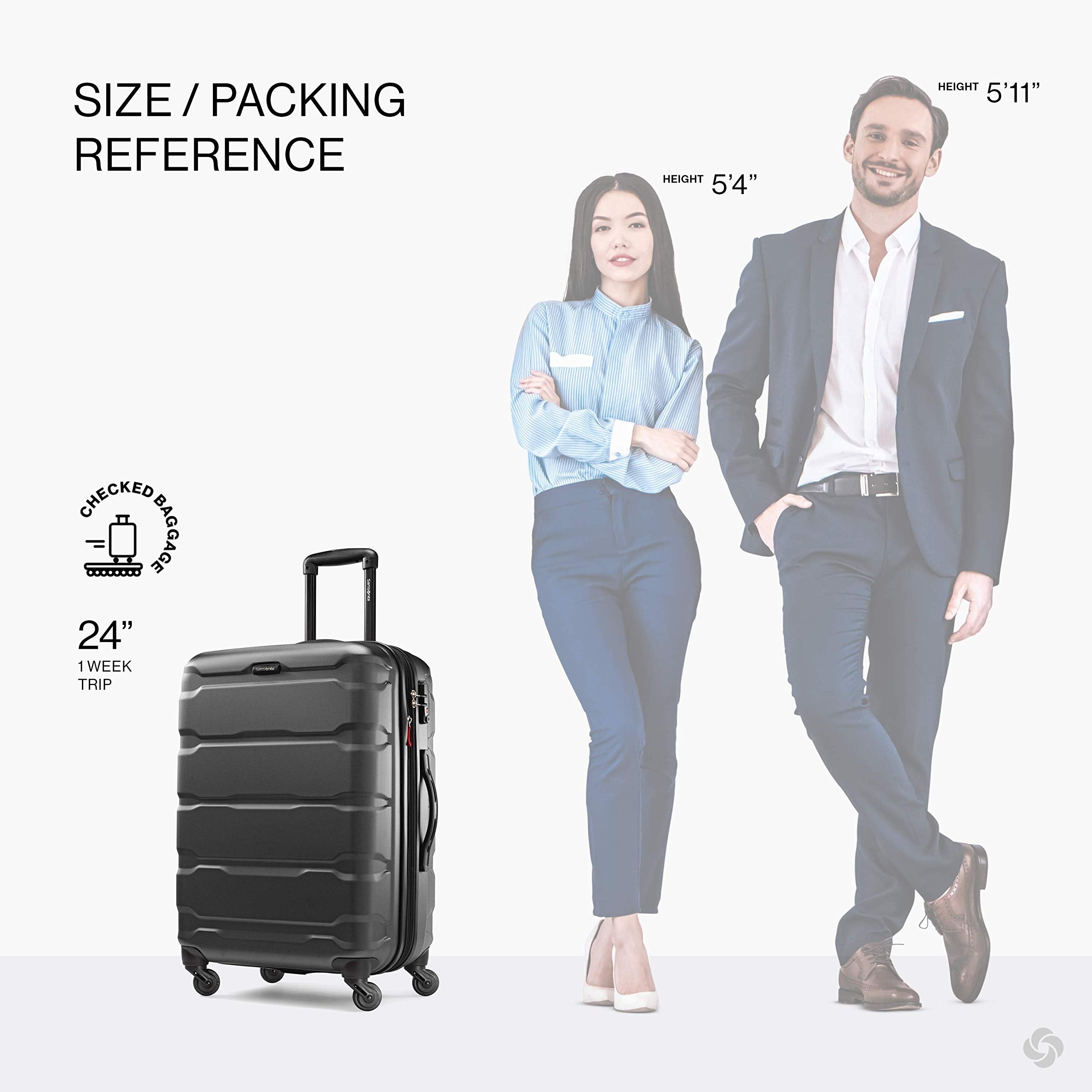 Samsonite Omni Checked-Medium 24-Inch PC Hardside Expandable Luggage with Spinner Wheels ( Black , Checked-Medium 24-Inch ) Black Checked Medium 24 Inch U37