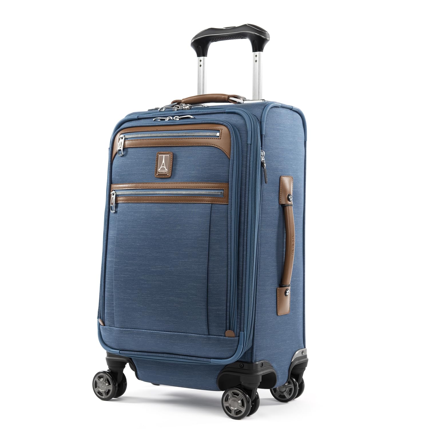 Travelpro Platinum Elite Softside Expandable Checked Luggage, 8 Wheel Spinner Large Suitcase, TSA Lock, Men and Women ( Coastal Blue , Carry-On 21-Inch ) Coastal Blue Carry On 21 Inch U2