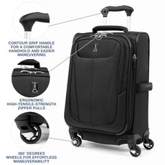 Travelpro Maxlite 5 Softside Expandable Luggage with 4 Spinner Wheels, Lightweight Suitcase, Men and Women ( Black , Compact Carry-on 20-Inch ) Black Compact Carry On 20 Inch U6