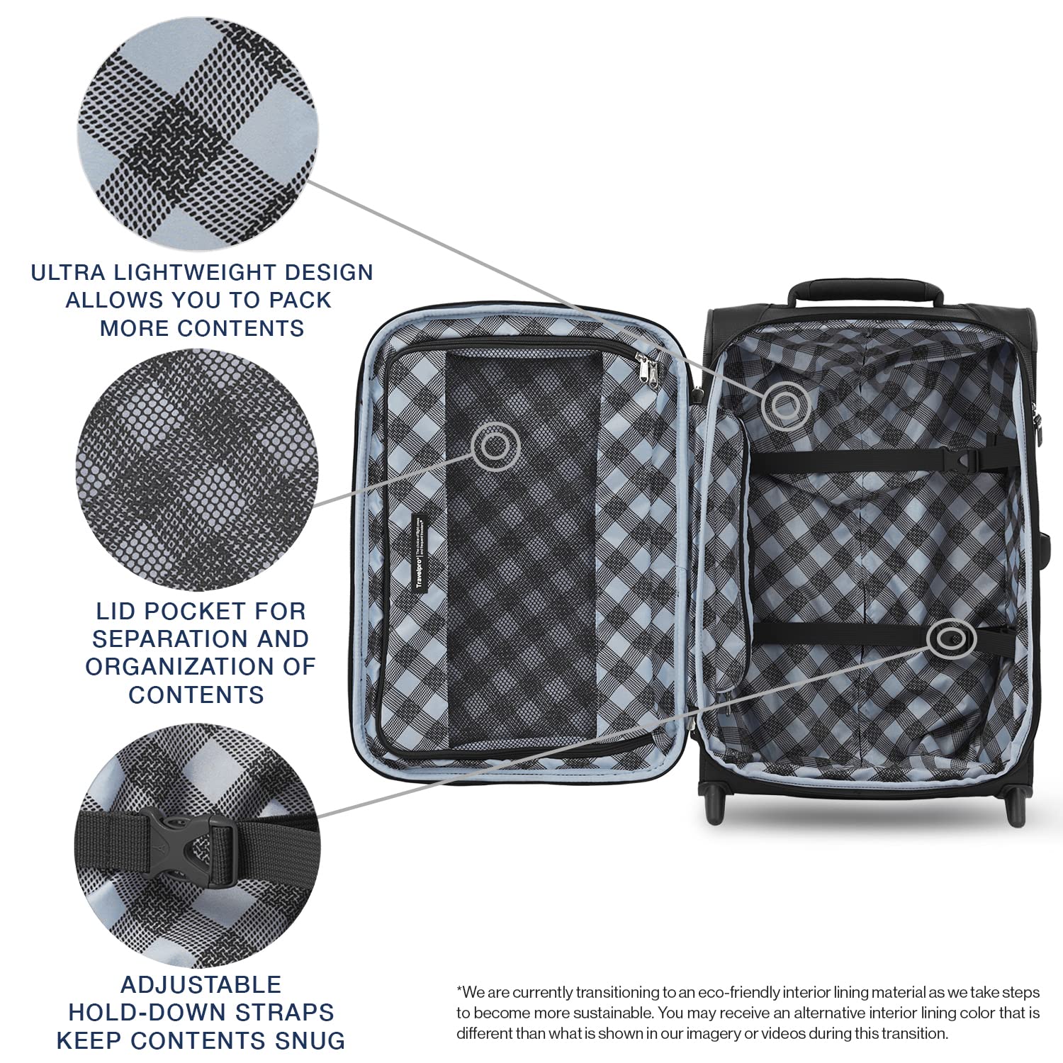 Travelpro Maxlite 5 Softside Expandable Upright 2 Wheel Luggage, Lightweight Suitcase, Men and Women Black Carry On 22 Inch U44
