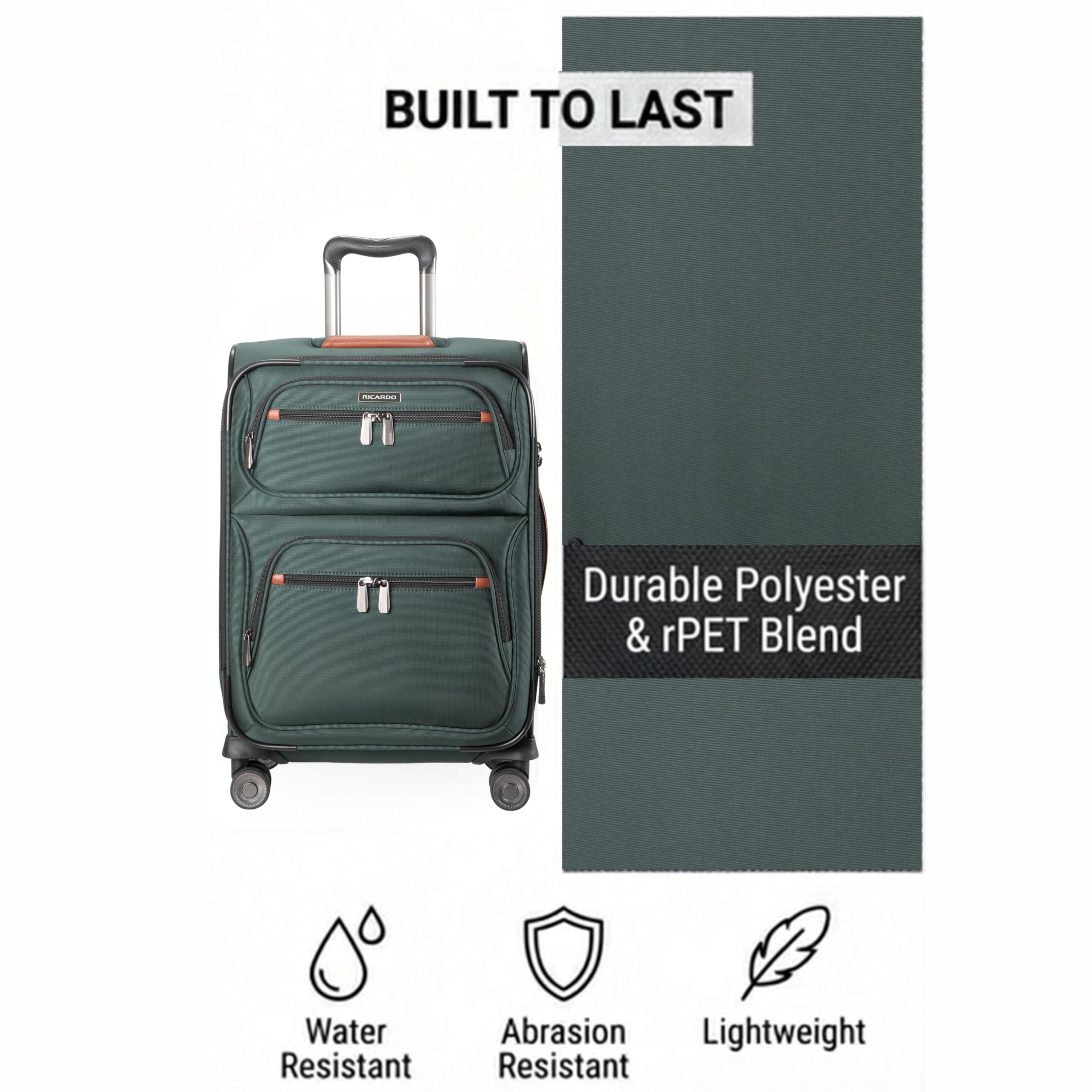 Ricardo Beverly Hills Montecito 3.0 Softside Luggage Collection  Expandable Suitcases with Wheels and TSA Lock, 29" Large Check-In ( Hunter Green , 29-inch Large Check-in ) Hunter Green 29 Inch Large Check In U1