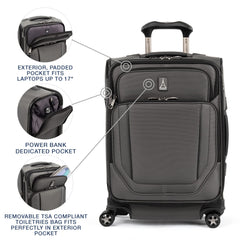 Travelpro Crew Versapack Softside Expandable Spinner Wheel Luggage Titanium Grey Carry On 21 Inch U2