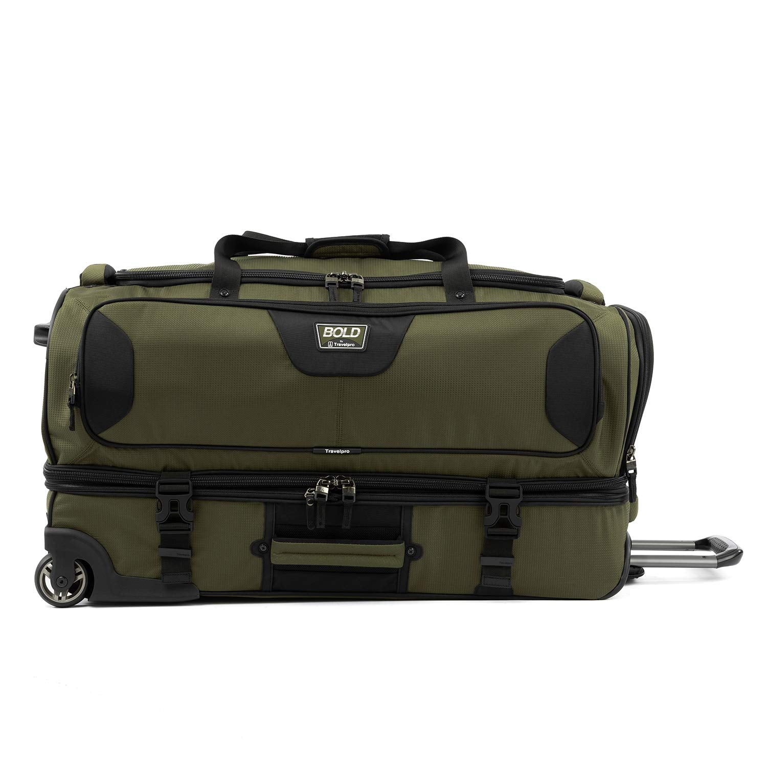 Travelpro Bold Drop Bottom Wheeled Rolling Duffel Bag Olive/Black 30 Inch U3