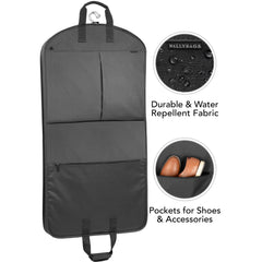 WallyBags® 45” Deluxe Extra Capacity Travel Garment Bag with two accessory ( Black , 45-inch ) Black 45 Inch U2