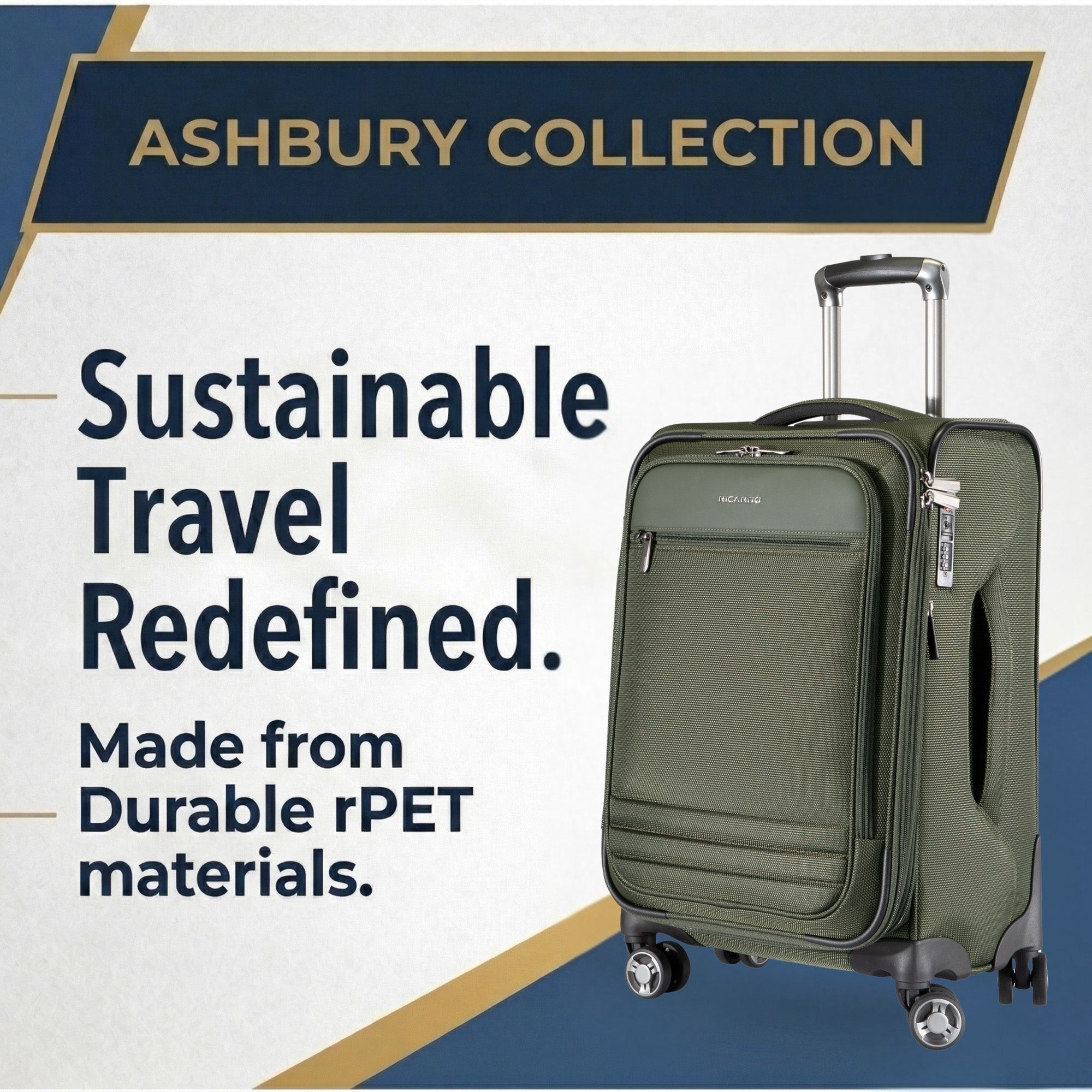 Ricardo Beverly Hills Ashbury Softside Luggage, Expandable Suitcase, Lightweight Sustainable rPET Travel Bag with TSA Lock & Dual Spinner Wheels, 24-inch Medium Check-in ( Pine , Check-In Medium 24-Inch ) Pine Check In Medium 24 Inch U1