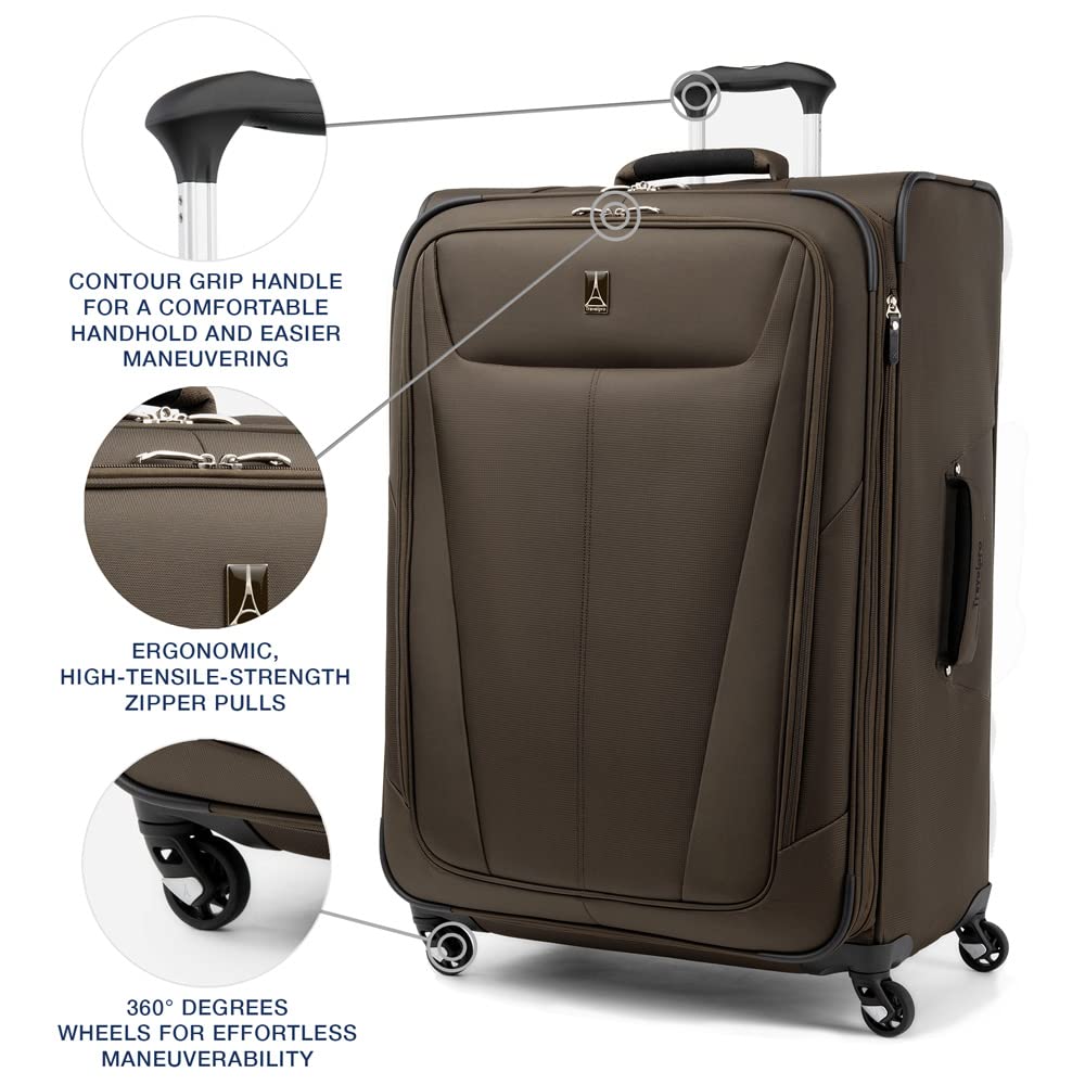 Travelpro Maxlite 5 Softside Expandable Luggage with 4 Spinner Wheels, Lightweight Suitcase, Men and Women ( Mocha , Checked-Large 29-Inch ) Mocha Checked Large 29 Inch U20