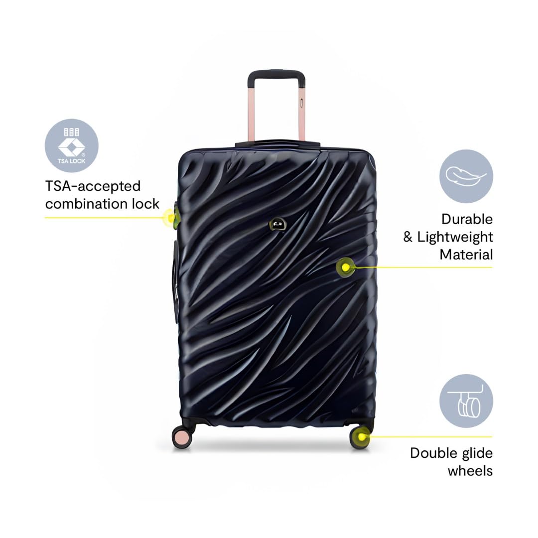 Delsey Alexis Lightweight Luggage, 4-Wheel Spinners Hardshell Suitcase, Expandable with TSA Lock  ( Black/Rose Gold , 3-piece Set (21"/25"/29") ) Black/Rose Gold 3 Piece Set 21 25 29 U1