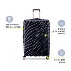 Delsey Alexis Lightweight Luggage, 4-Wheel Spinners Hardshell Suitcase, Expandable with TSA Lock  ( Black/Rose Gold , 3-piece Set (21"/25"/29") ) Black/Rose Gold 3 Piece Set 21 25 29 U1