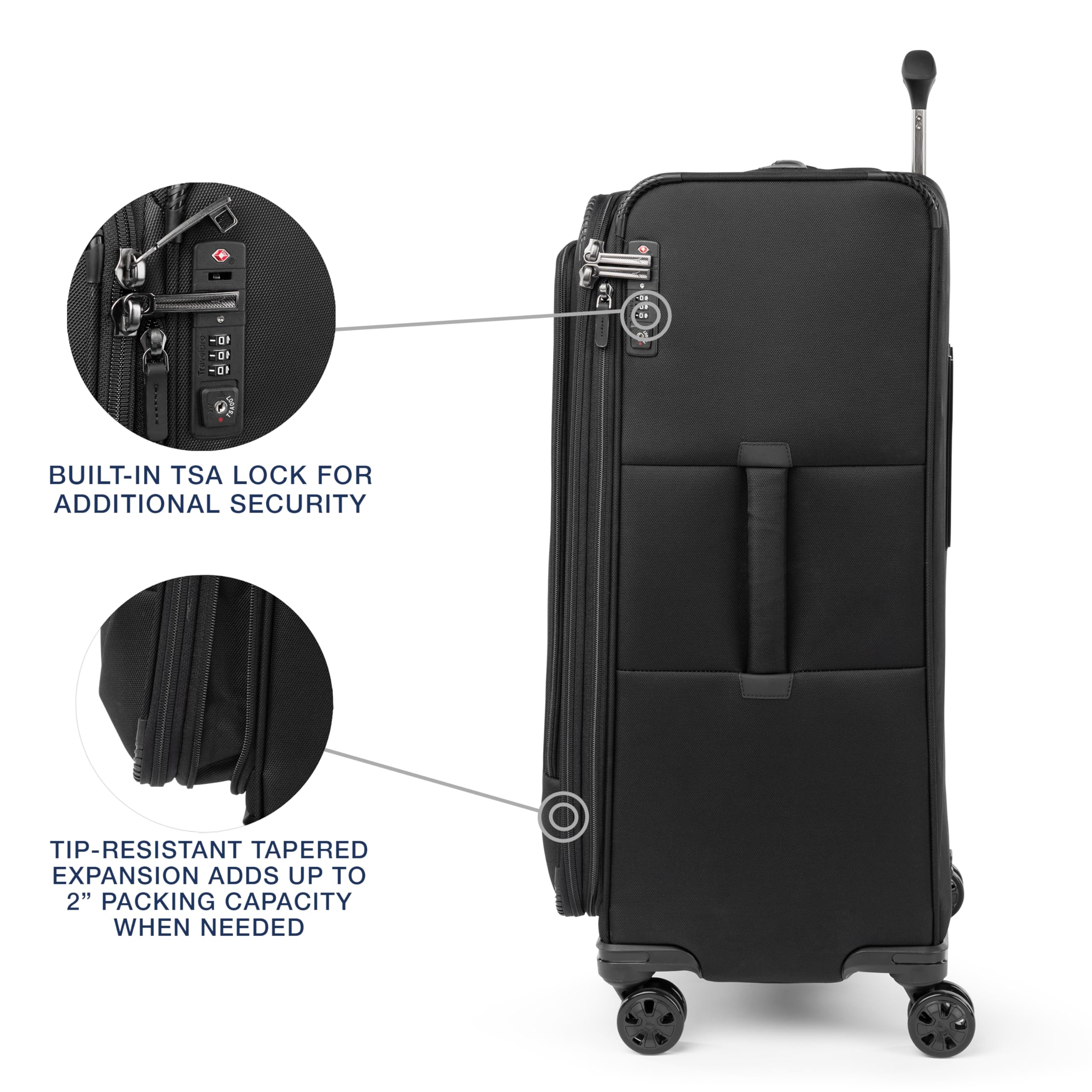 Travelpro Crew Classic Lightweight Softside Expandable Luggage, 2 Wheel Upright Rollaboard Suitcase, Men and Women ( Black , Checked Large 29-Inch ) Black Checked Large 29 Inch U1