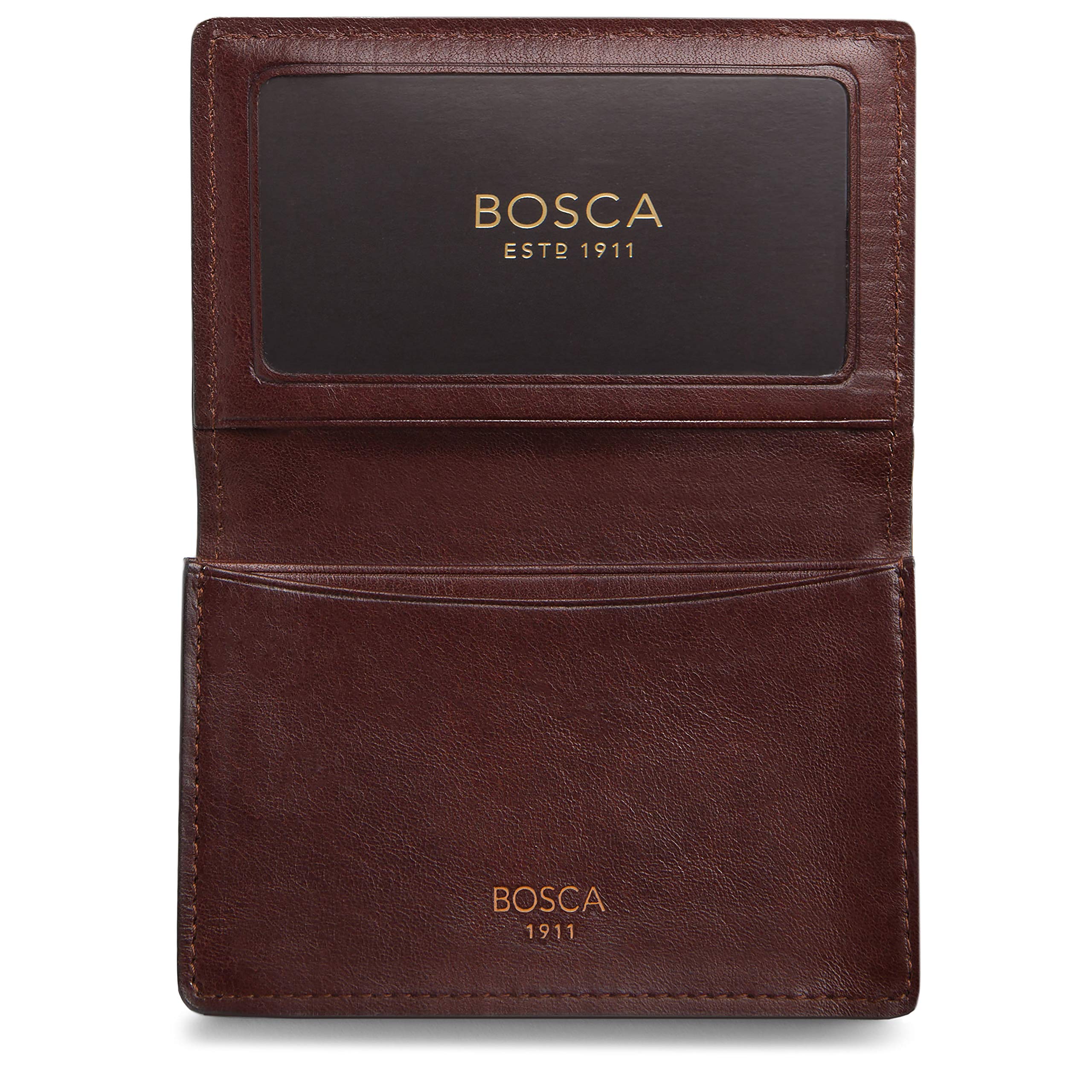 Bosca | Men’s 2 Pocket Card Case Wallet w/I.D. Window in Dolce Italian Leather ( Dark Brown , One Size ) Dark Brown One Size U2