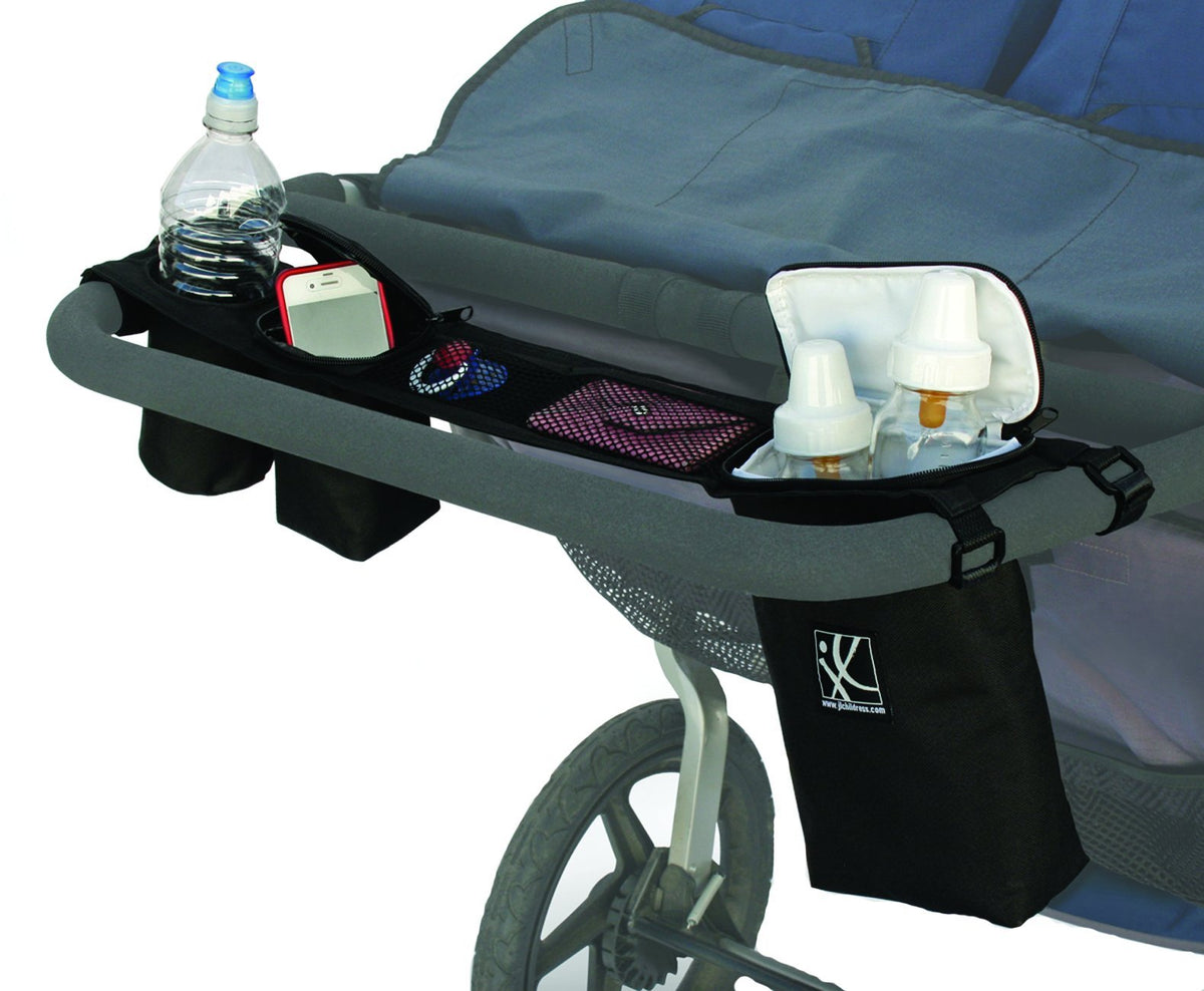 J.L. Childress DoubleCOOL, Double-Wide Insulated Stroller Accessory Organizer and Storage, Includes Cupholder, Zipper Compartments, Mesh Pockets, and Cooler ( Black , One Size ) Black One Size U1