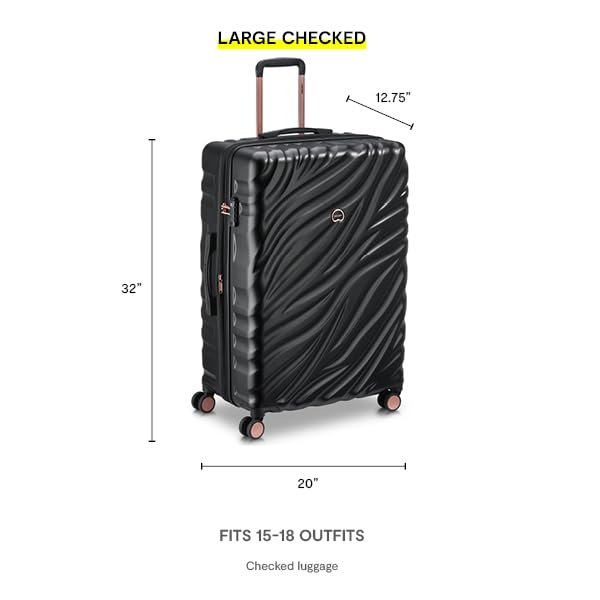 Delsey Alexis Lightweight Luggage, 4-Wheel Spinners Hardshell Suitcase, Expandable with TSA Lock  ( Black/Rose Gold , Checked-Large 29-Inch ) Black/Rose Gold Checked Large 29 Inch U7
