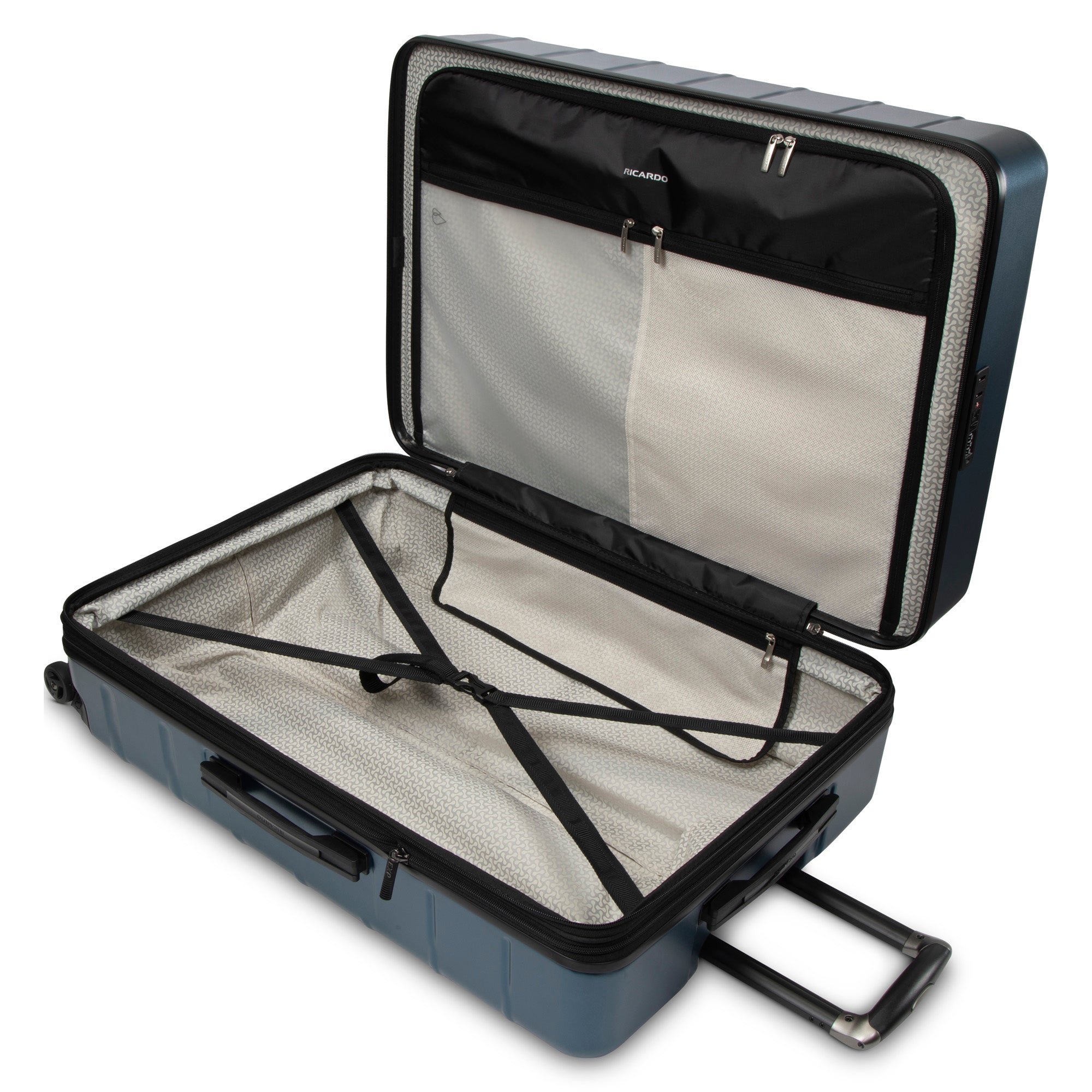 Ricardo Beverly Hills Cambria Hardside Luggage | Stylish Suitcase with Wheels for Effortless Travel, Expandable and Secure TSA-Locked Packing 29-inch Large Checked ( Blue Pearl , Checked Large 29-Inch ) Blue Pearl Checked Large 29 Inch U1