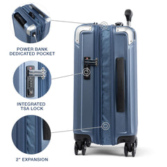 Travelpro Platinum Elite Hardside Expandable Spinner Wheel Luggage TSA Lock Hard Shell Polycarbonate Suitcase ( Dark Sky Blue , Carry-on with Laptop Pocket 21-Inch ) Dark Sky Blue Carry On With Laptop Pocket 21 Inch U2