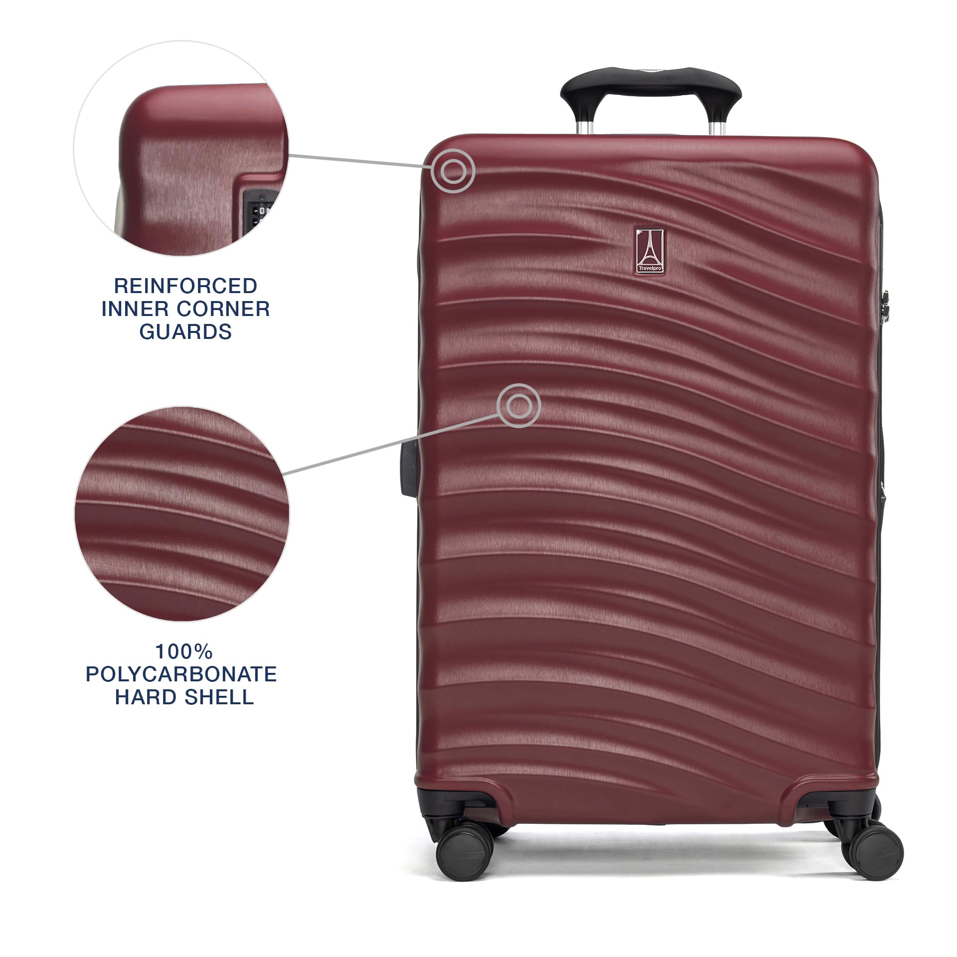 Travelpro Maxlite Air V2 Hardside Expandable Luggage, 8 Spinner Wheels, Lightweight Hard Shell Suitcase, TSA lock ( Cabernet , Checked Medium 25-Inch ) Cabernet Checked Medium 25 Inch U4