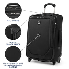Travelpro Crew Classic Lightweight Softside Expandable Luggage, 2 Wheel Upright Rollaboard Suitcase, Men and Women ( Black , Carry-On ) Black Carry On U1