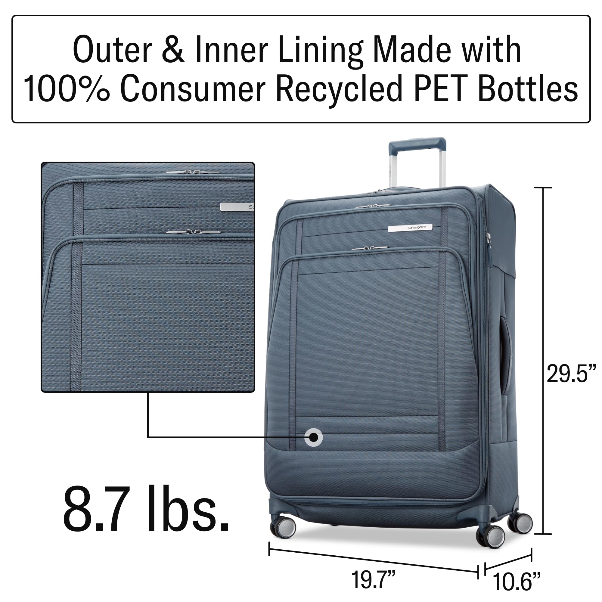 Samsonite UpLIFT Lightweight Softside Expandable Luggage ( Elemental Blue , Large Checked ) Elemental Blue Large Checked U5