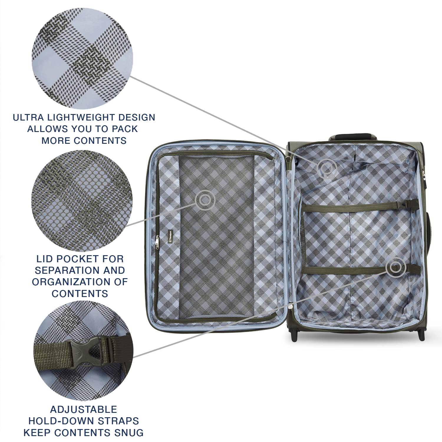 Travelpro Maxlite 5 Softside Expandable Upright 2 Wheel Luggage, Lightweight Suitcase, Men and Women U1