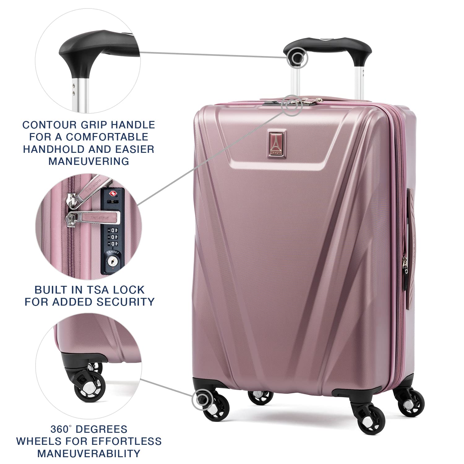 Travelpro Maxlite 5 Hardside Spinner Wheel Luggage ( Dusty Rose Pink , Carry-On 21-Inch ) Dusty Rose Pink Carry On 21 Inch U2