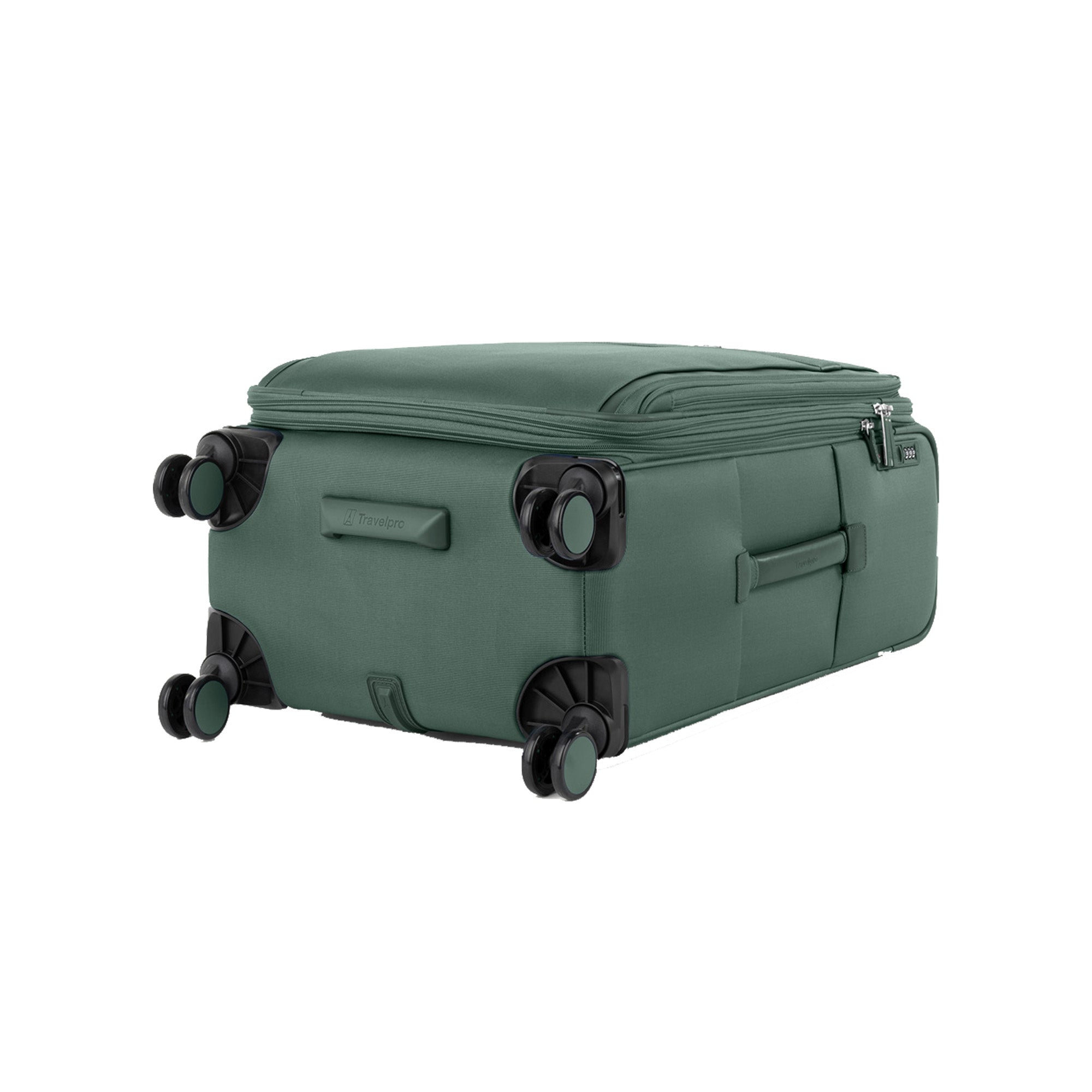 Travelpro Versapack + Lightweight Softside Expandable Checked Luggage, 8 Spinner Suitcase, TSA Lock, Men and Women ( Desert Sage , Checked Medium 25-Inch ) Desert Sage Checked Medium 25 Inch U1