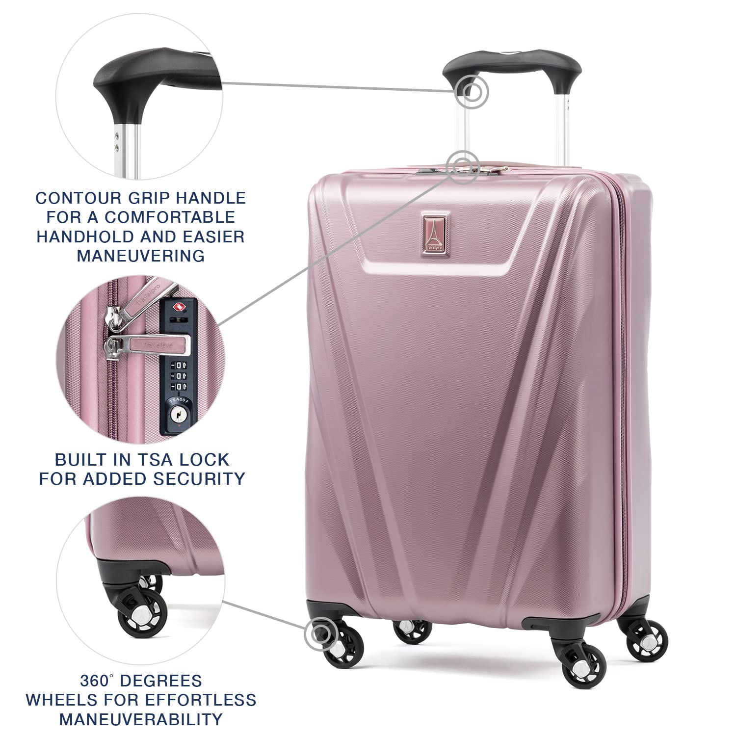 Travelpro Maxlite 5 Hardside Spinner Wheel Luggage Dusty Rose Pink Non Expandable Carry On 21 Inch U2